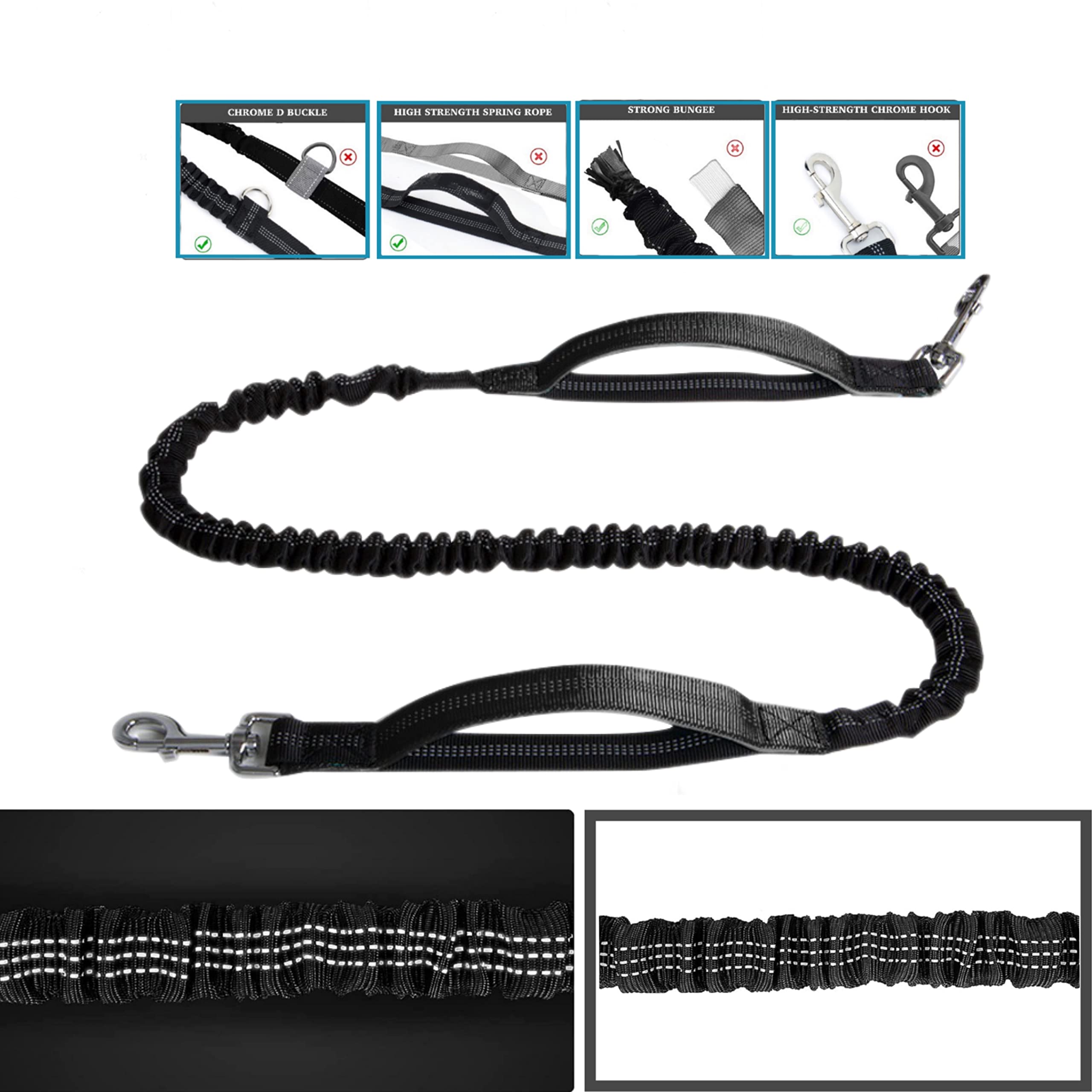 Hunde Joggingleine Mit Gürteltasche - Freihändige Leine Für Große Hunde Mit Reflektierenden Elementen