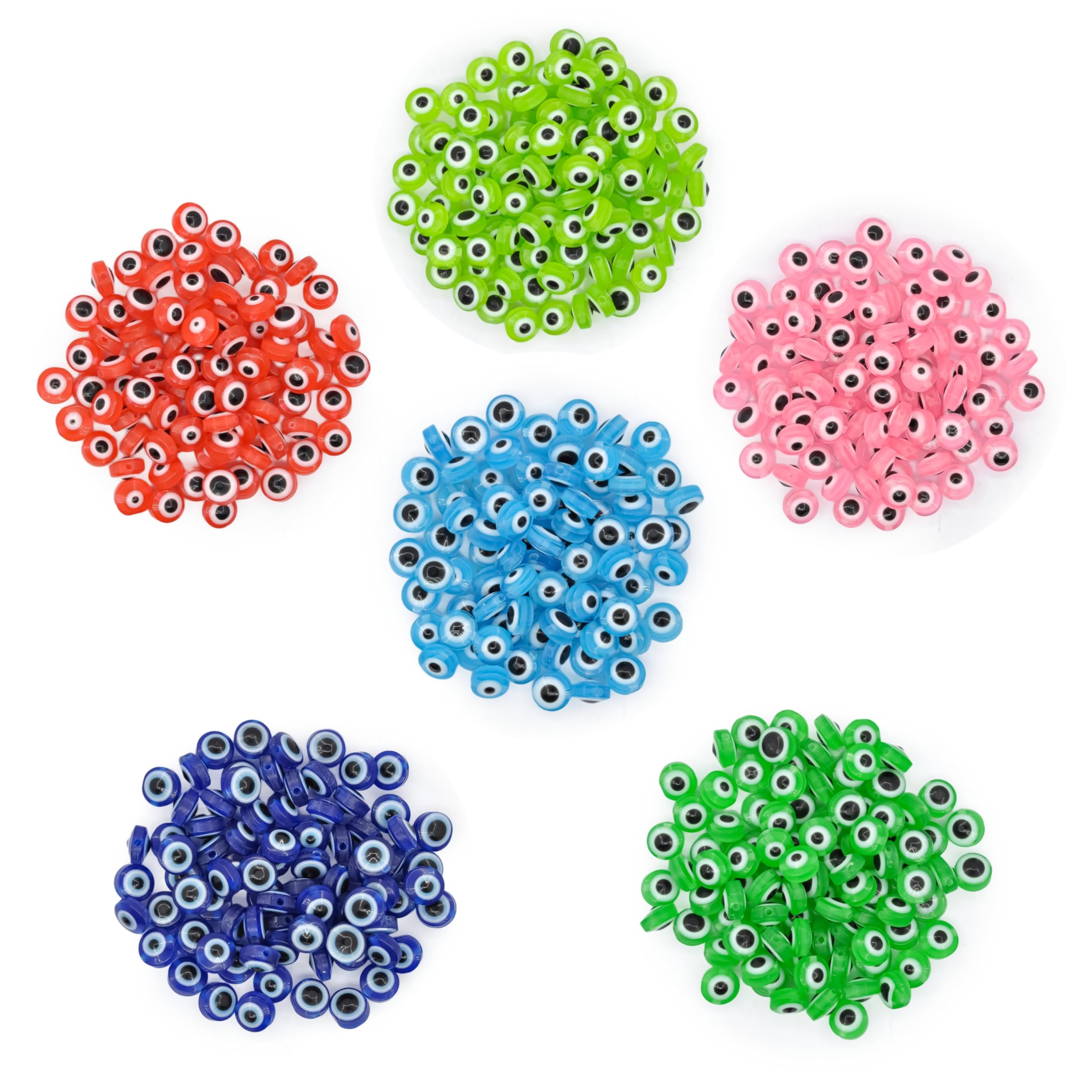 Skanda Crafterina™ - Colourful Flat Evil Eye Beads Charms for DIY Jewellery Making and Crafts, 8mm Size, Multicolour, 6 Assorted Color Packs (60 Pcs) (B0DD351Y79) Amazon Price History, Amazon Price Tracker