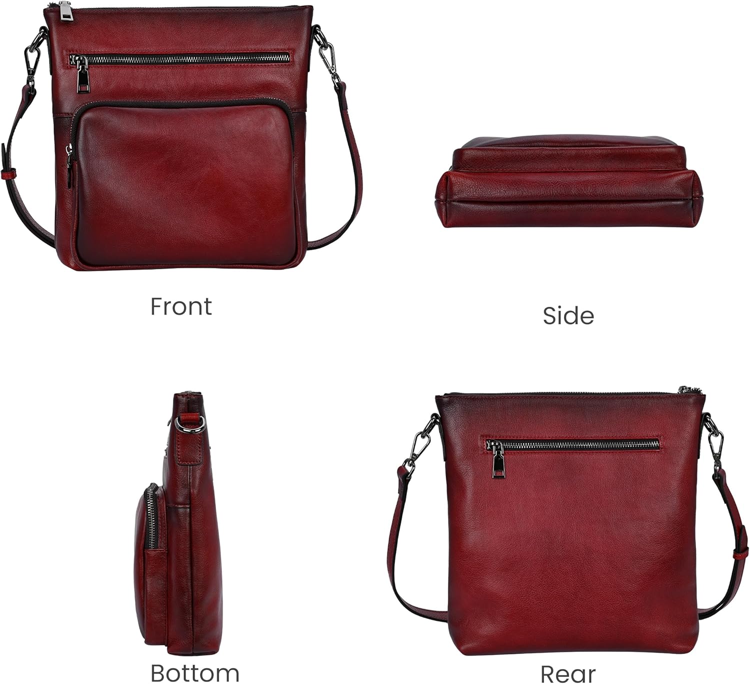 HESHE Genuine Leather Crossbody Purses for Women Soft Leather Purse Satchel Shoulder Bags with Multi Pockets - Image 5