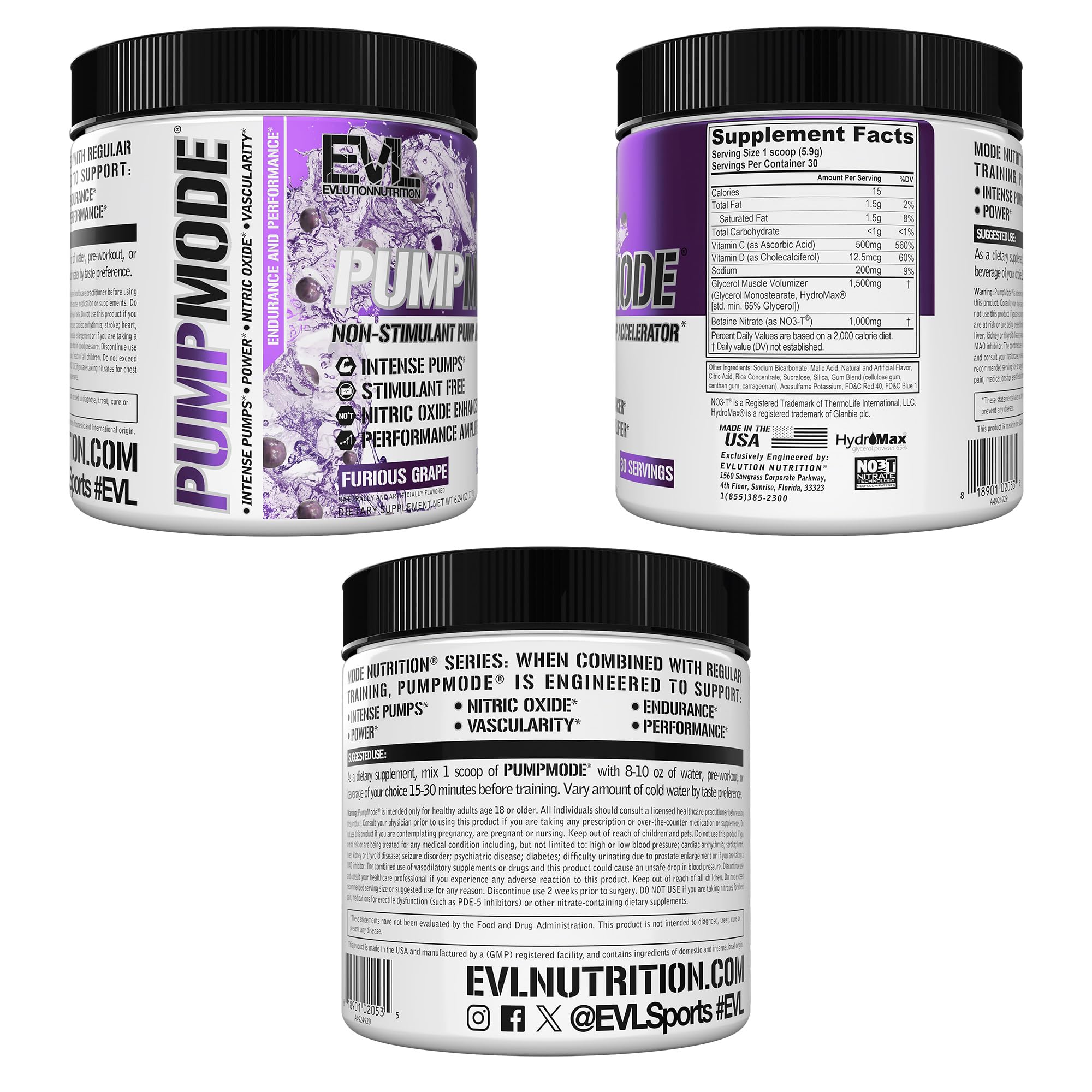 EVL PumpMode Nitric Oxide Booster Pre Workout Powder - Furious Grape — Amazon image 7