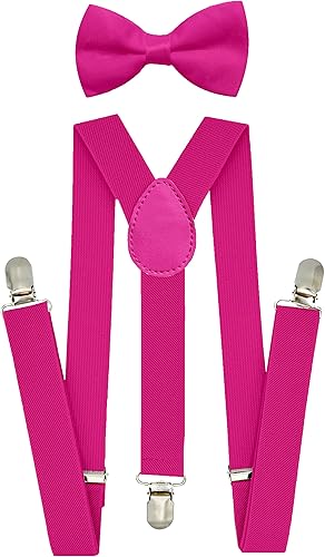 trilece Conjunto de corbatín ajustable con tirantes y espalda en Y para niños y niñas