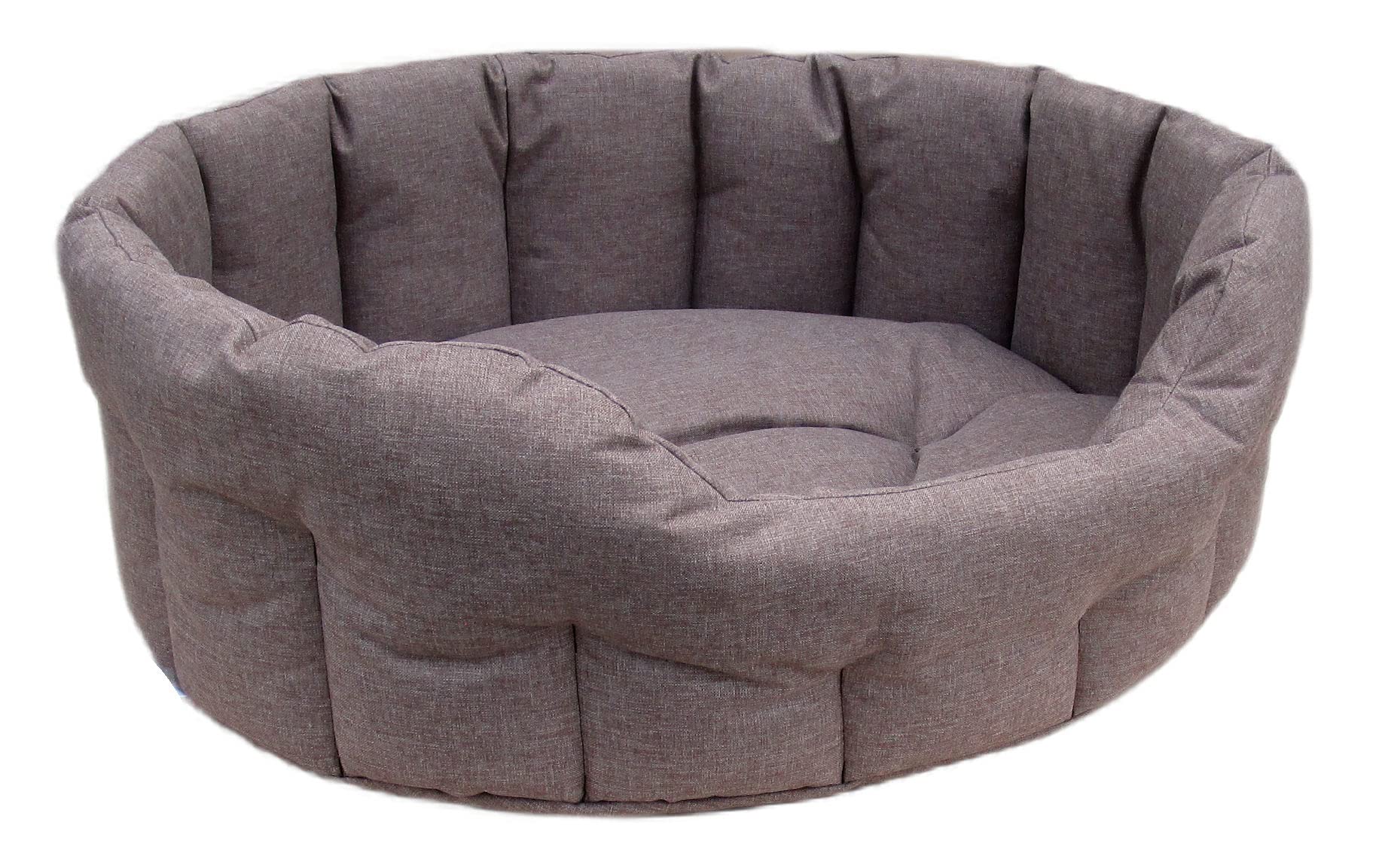 P&L Country Dog Heavy Duty Oval Drop Fronted Waterproof Softee Dog Beds (Light Brown, M)