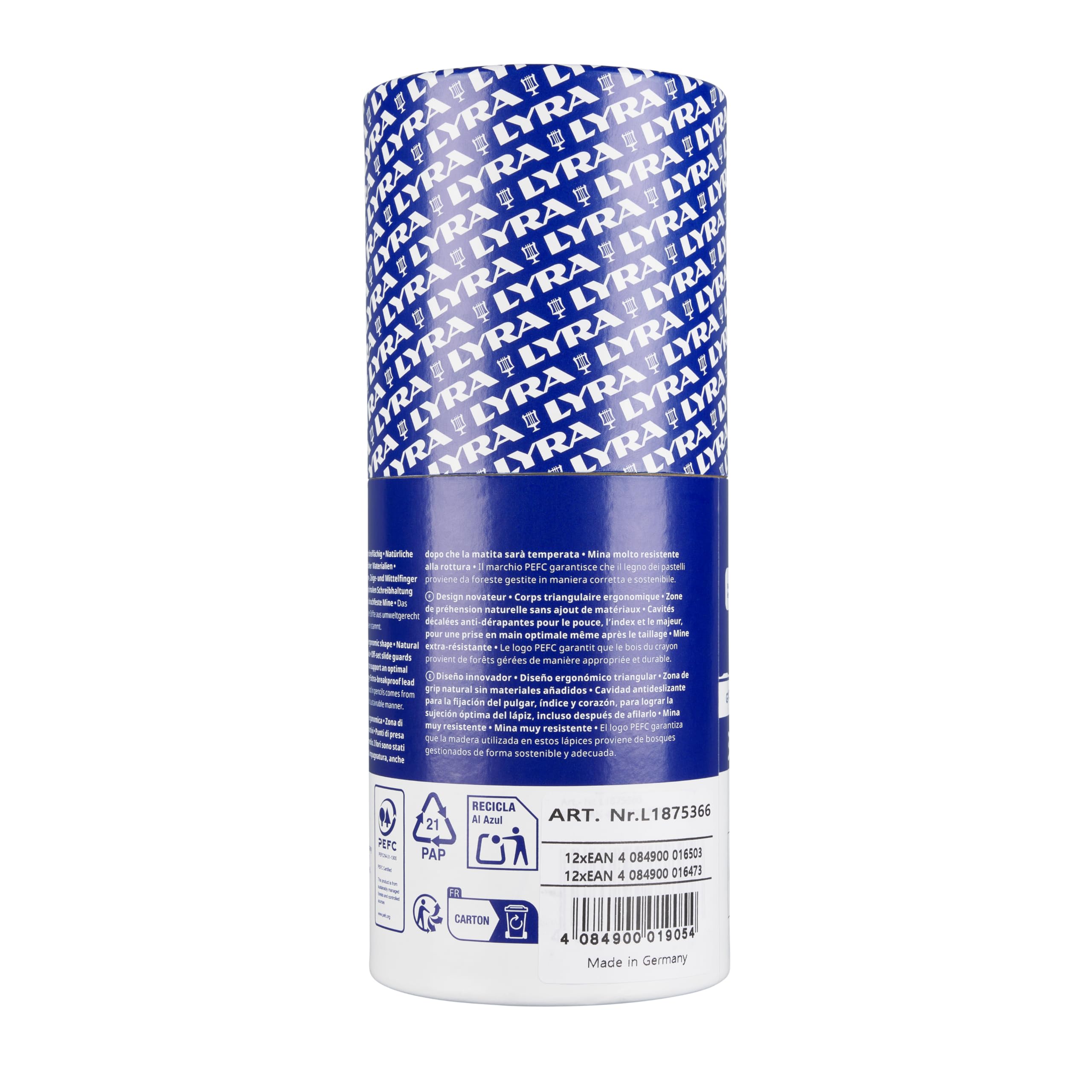LYRA Groove Graphitstifte blau/silber metallic lackiert Dose Karton 36 Stk.