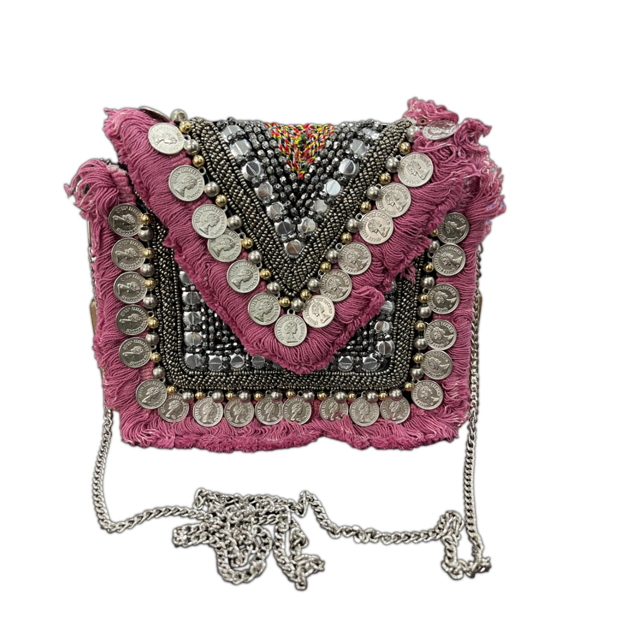 Maresse Women Ethnic Embellished Handmade Embroidered Boho Bag | Bohemian Chic Shoulder Bag | Designer Ethnic Tote | Ideal for Festivals, Casual Outings, Weddings, and Parties (Pink) (B0DCSRQ84K) Amazon Price History, Amazon Price Tracker