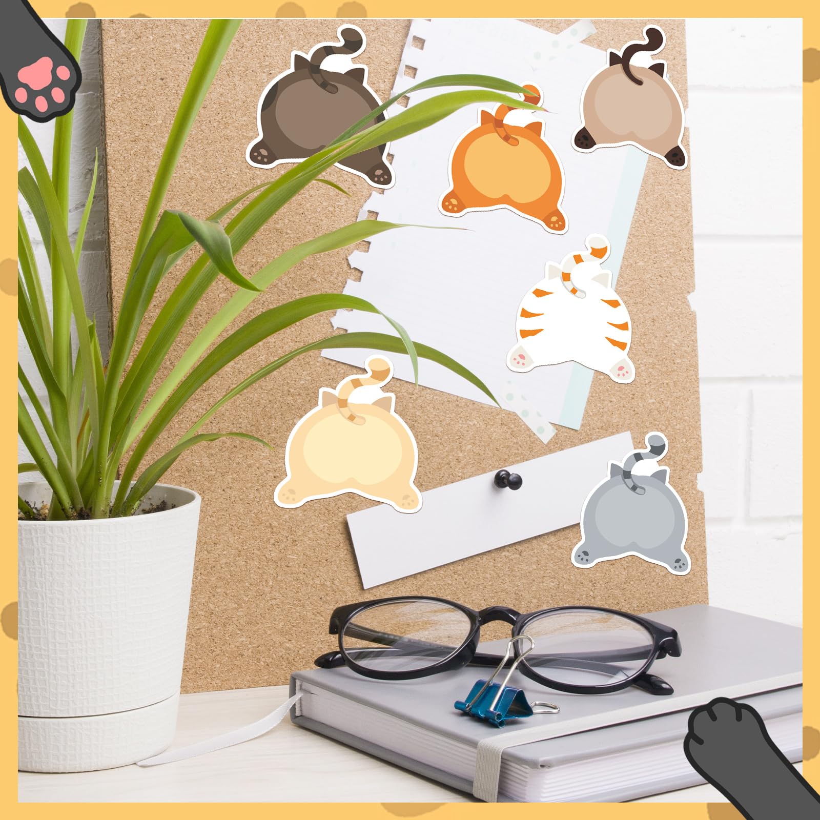 Yinder Niedliche Haftnotizen, Kawaii, lustige Tier-Haftnotizen, Großpackung, Cartoon-Notizblöcke, selbstklebend, für Tierärztliches Geschenk, Büro, Schule, Tier-Partyzubehör (frische Katze), 24 Stück