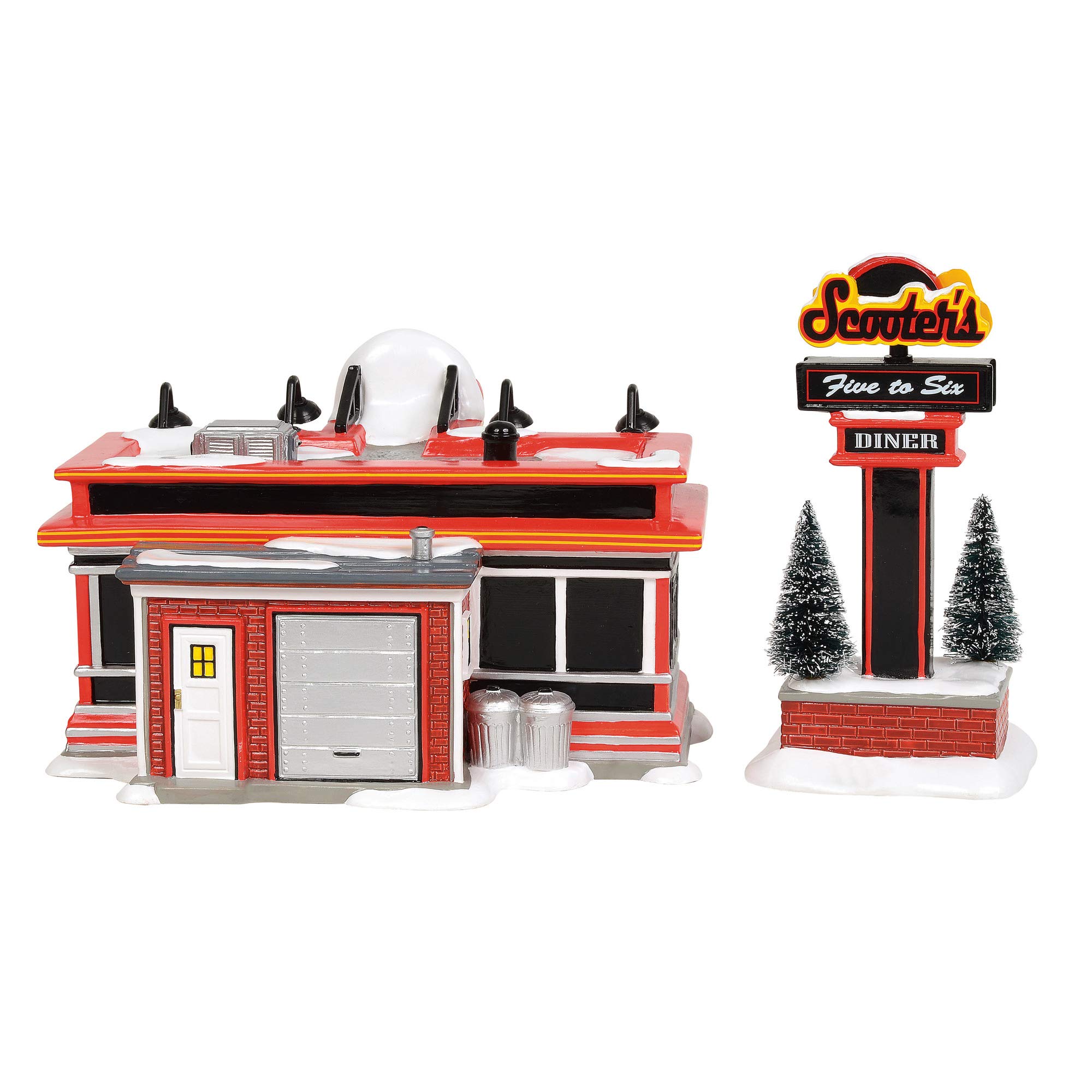 Department 56 Original Snow Village Scooter's Diner Lit Animated Buidling and Figurine Set, 6.1 Inch, Multicolor
