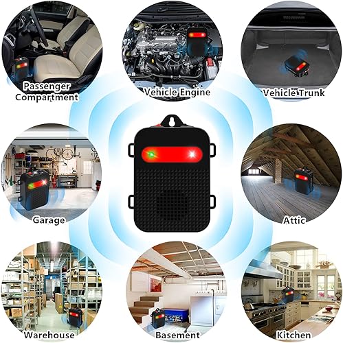 Miniatura 8 de Angveirt Repelente de roedores para debajo del capó, funciona con pilas, repelente ultrasónico de ratones para autos, disuasorio de ratones para