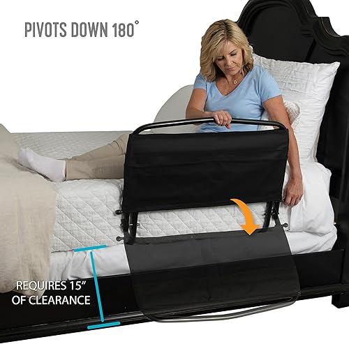 Miniatura 3 de Stander Barandilla de seguridad de 30 pulgadas con bolsa acolchada, riel de seguridad plegable para adultos, personas mayores y ancianos, asa de