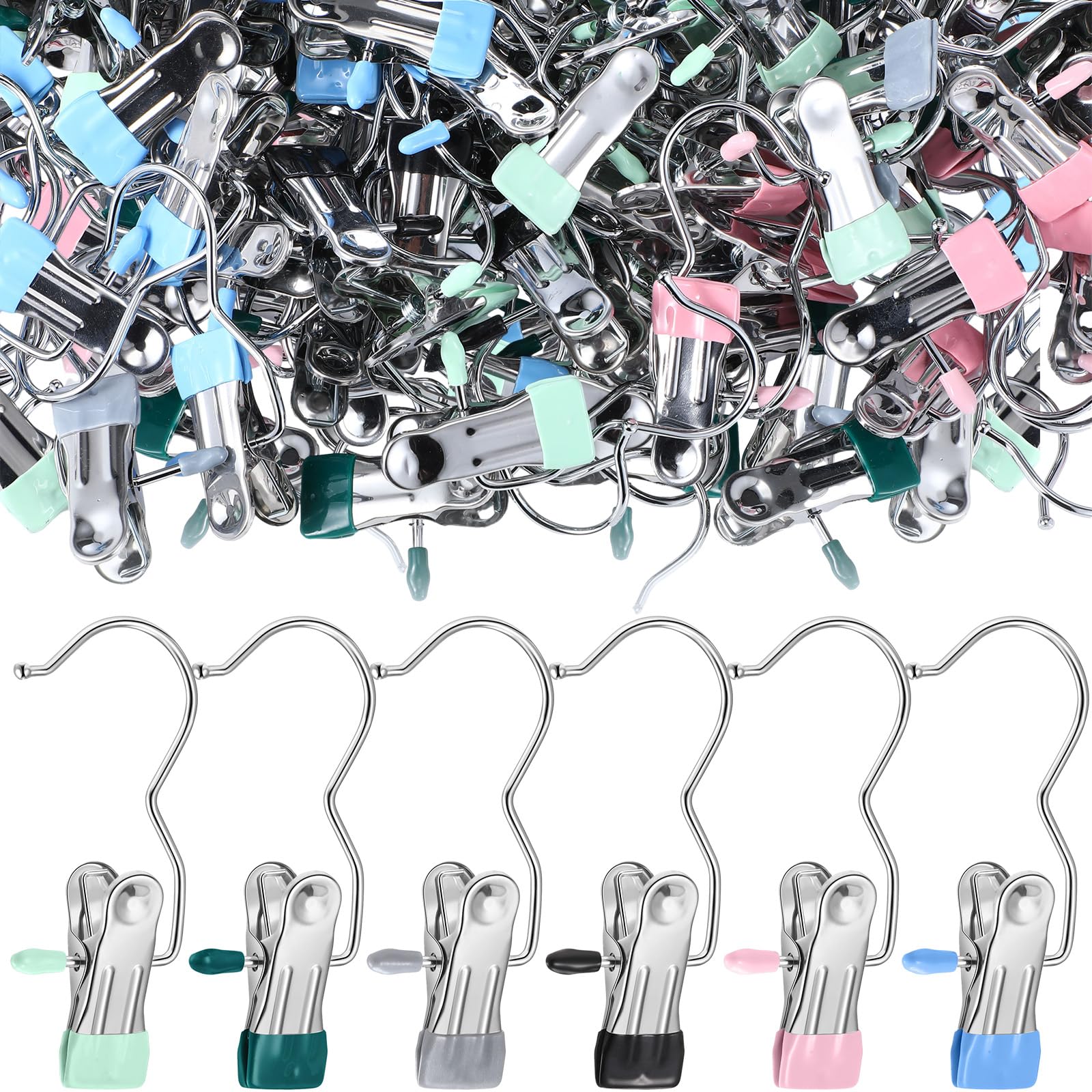 Yinder Stiefelbügel, Clips, Wäscheklammern, zum Aufhängen, Edelstahl, tragbare Clip-Kleiderbügel für Schrank, Reisen, Socken, Hosen, Handtaschen, Hüte, Handtücher (mehrfarbig, 300 Stück)