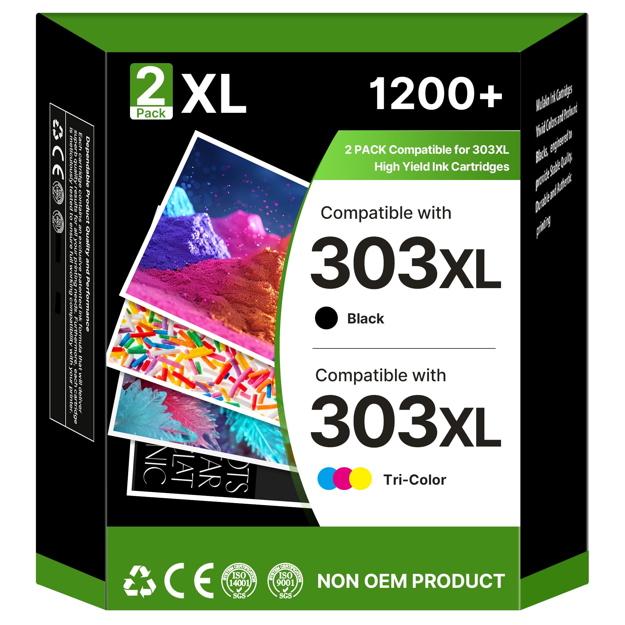 RUDGUZ 303XL Cartouches d'encre Remplacement Cartouche pour HP 303, Compatibles Encre pour HP 303 XL Noir et Couleur pour Envy Photo 6230 6232 6234 6220 7830 7130 7134 7800 7900 6222 7855 (2 Pack)