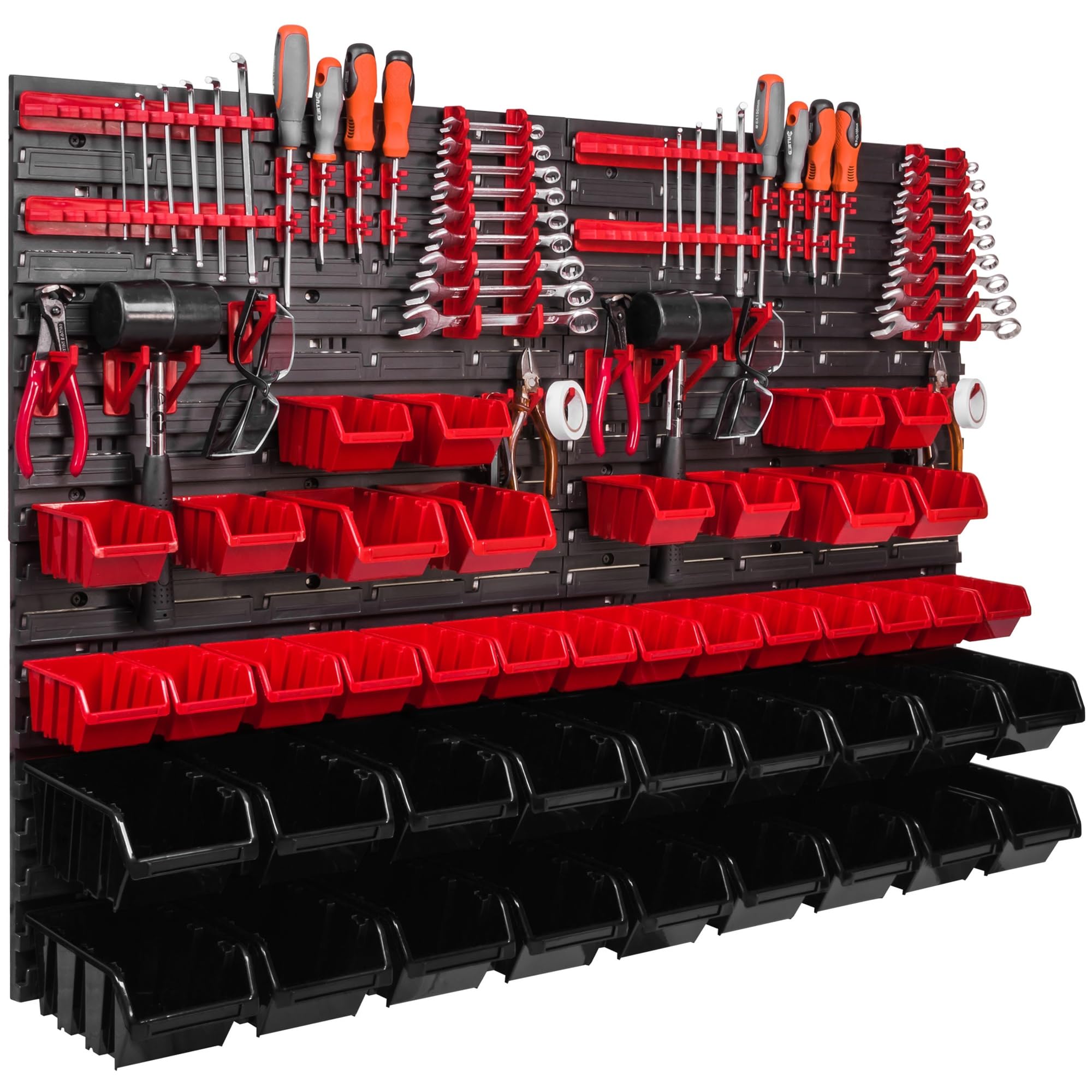 Staffa da parete 1152 x 780 mm, supporti per attrezzi, 44 pezzi Scaffale impilabile per riporre oggetti, ripiani a parete extra forti, scaffale espandibile, per officina, magazzino, officina