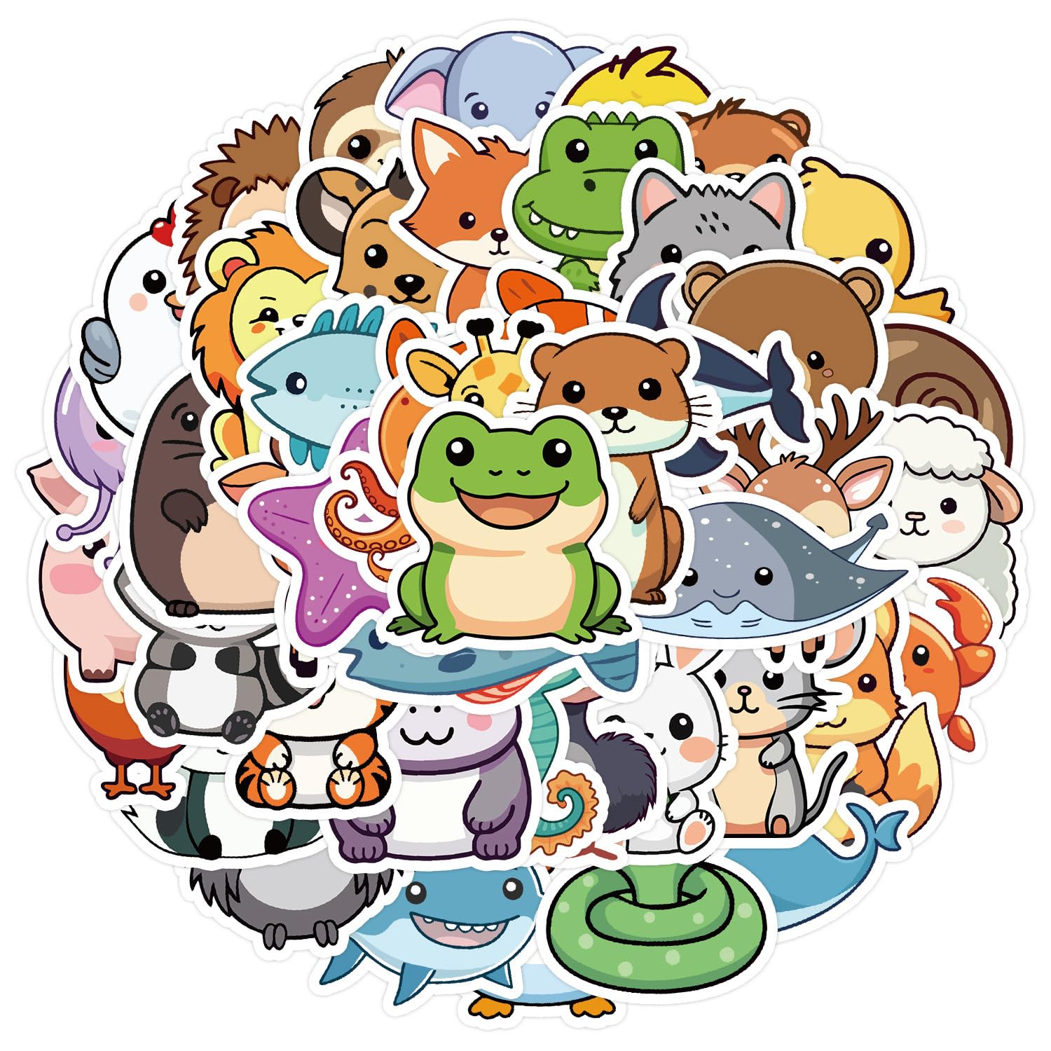 Animal Stickers Pack,50pcs Colorful Cute Animal Stickers for Kids,Waterproof Stickers for Water Bottles Skateboard Stickers Aesthetic for Laptop,Skateboard,Phone,Guitar,Cars,Bumper,Scrapbook