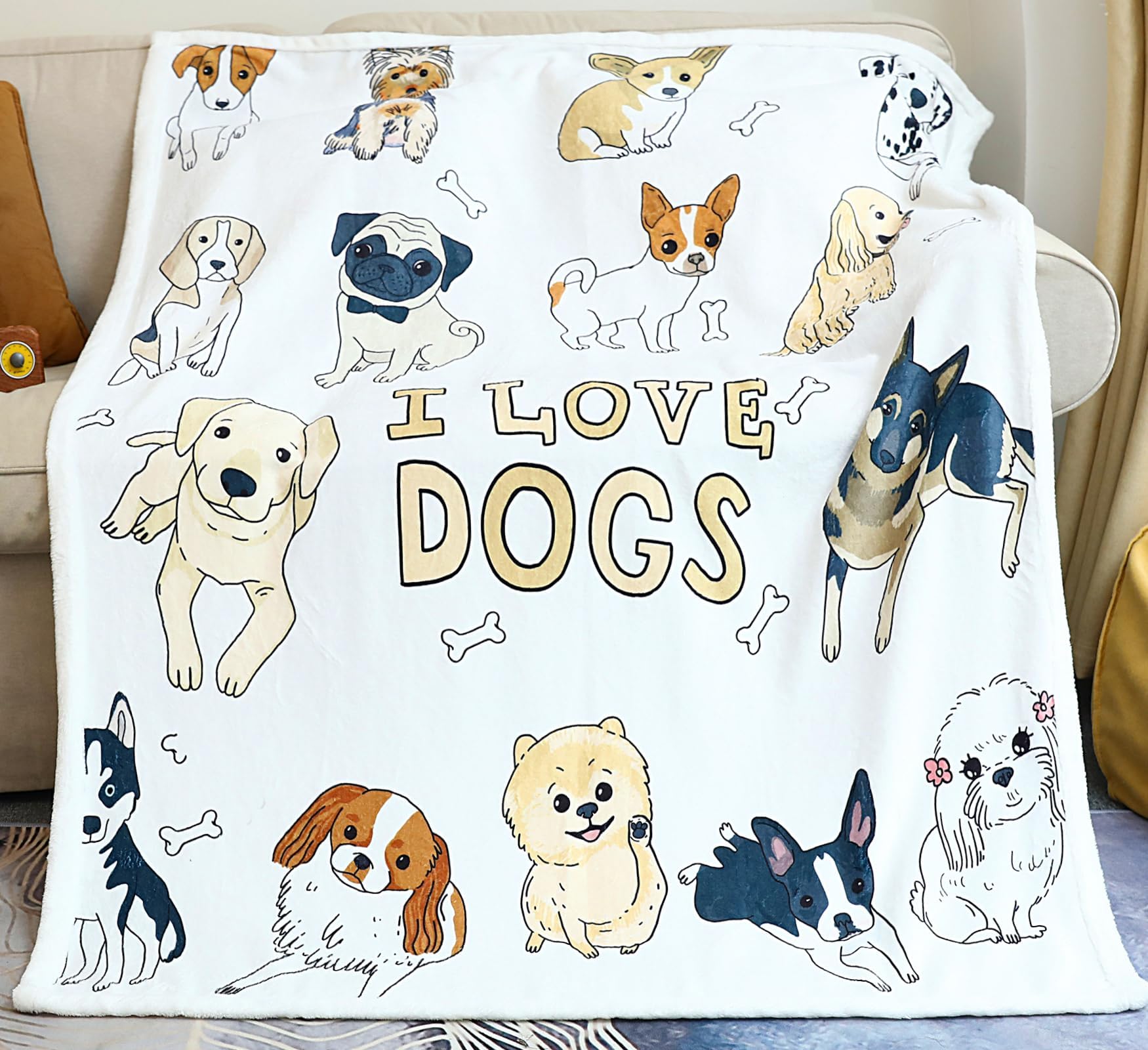 Amazon.com: Jurojin Cartoon Dog Paws Prints Flannel Fleece Bed Blanket ...