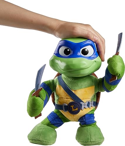 Miniatura 2 de Mattel Teenage Mutant Ninja Turtles Mutant Mayhem Leonardo - Juguete de peluche con acción y más de 20 sonidos, muñeca suave de 11 pulgadas con