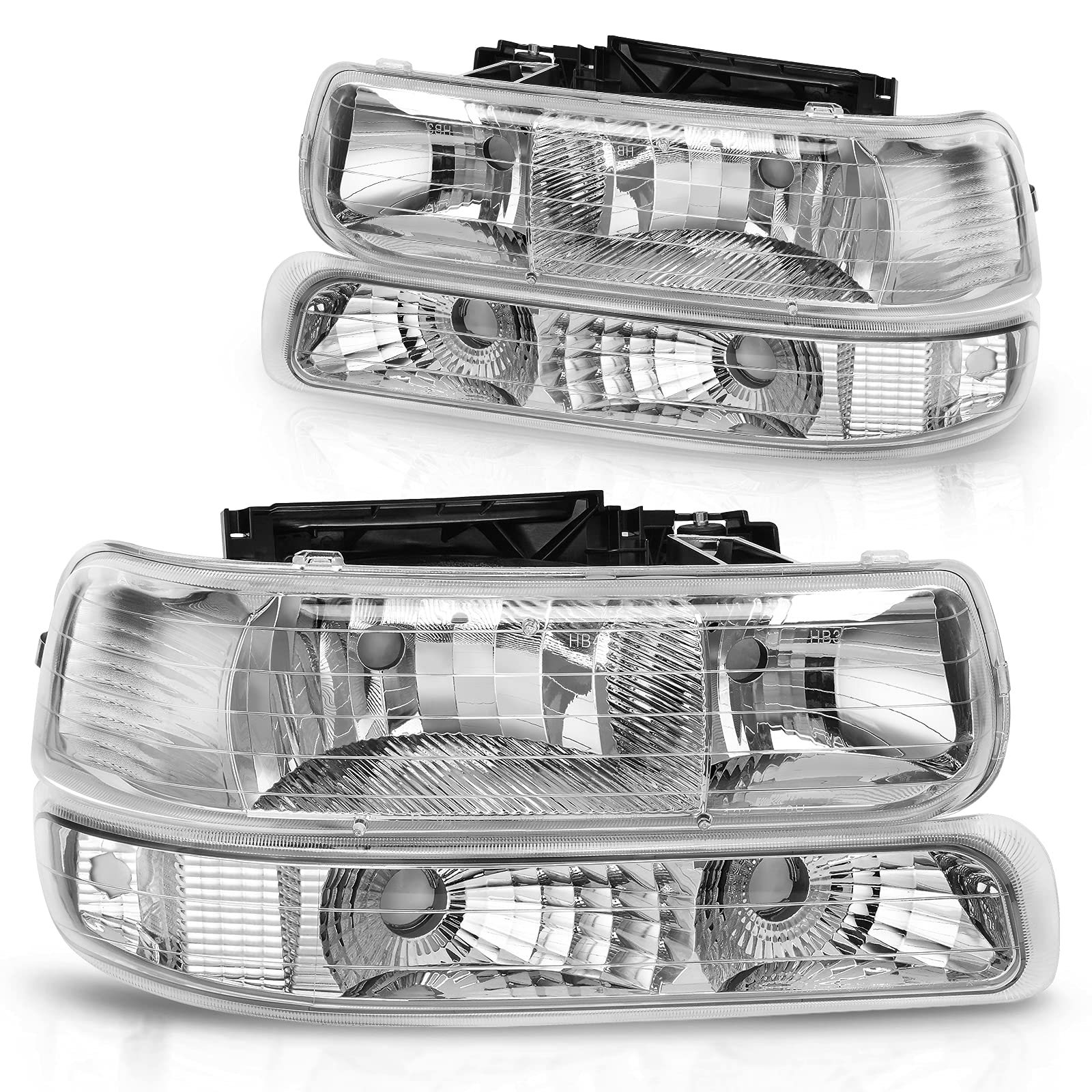 Photo 1 of DWVO Headlights Assembly with Bumper Lights Compatible with 1999-2002 Chevy Silverado/2000-2006 Tahoe Suburban 