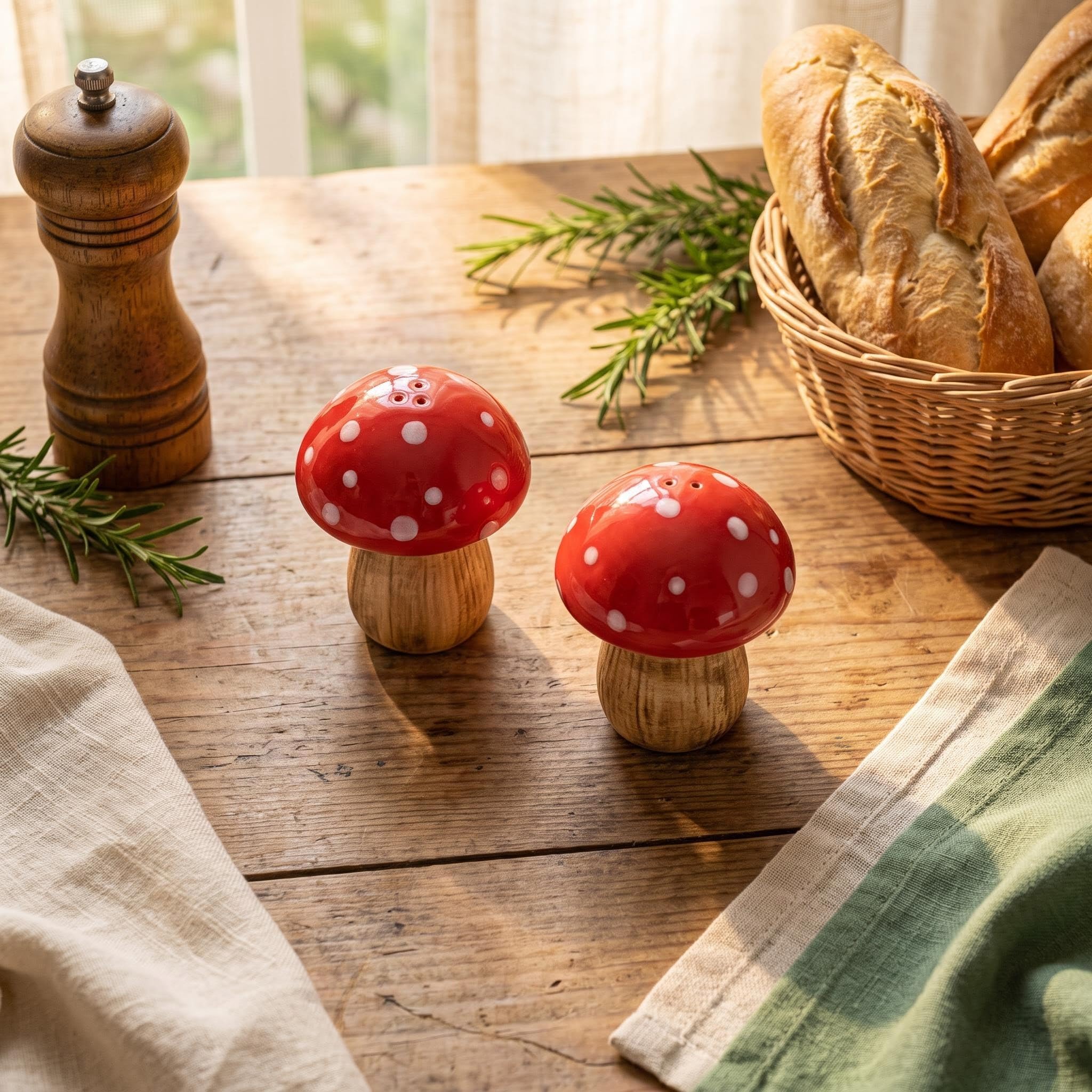 Amazon.com: Mushroom Salt and Pepper Shakers Set Ceramic Red