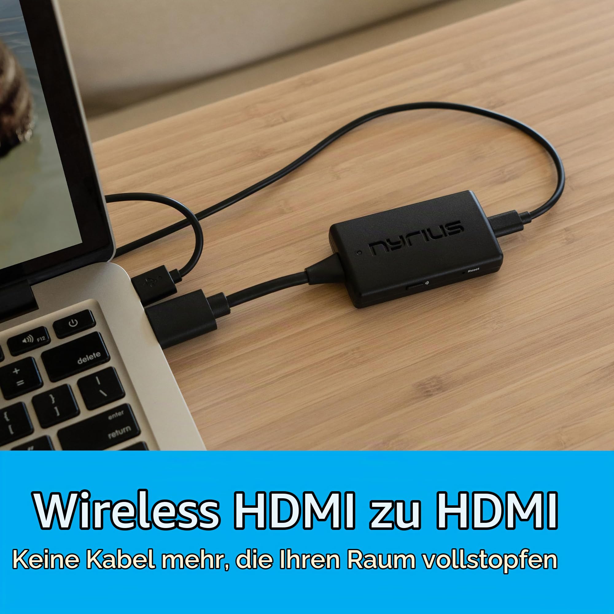 Nyrius Orion Prime Kabelloser HDMI-zu-HDMI Video-Sender & -Empfänger, Plug-&-Play-Extender, streamt Full HD 1080p bis zu 45 m von PC, Laptop, Kabel-/Satelliten-Receiver auf TV oder Projektor (TDD20)