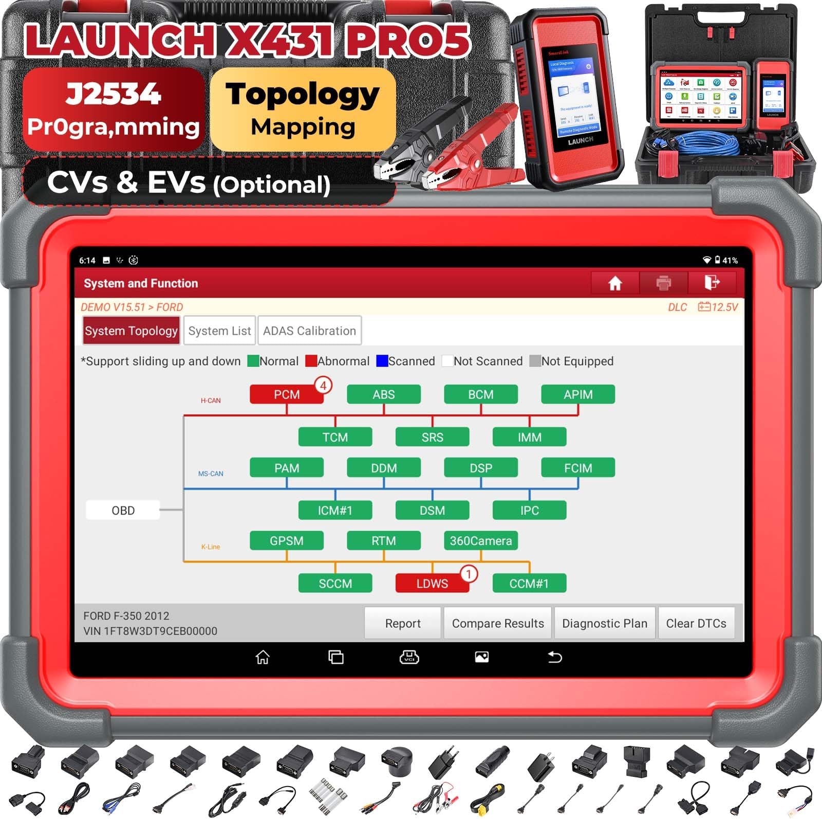 X431 Scanner PRO5 J2534 Pr0gram ECU Coding, Topology, 60+ Services, Bi-Directional All System Scan Tool, CANFD DOIP, 200+ Brands, Guided Functions, 10+ High-end Features, 2 Years Update
