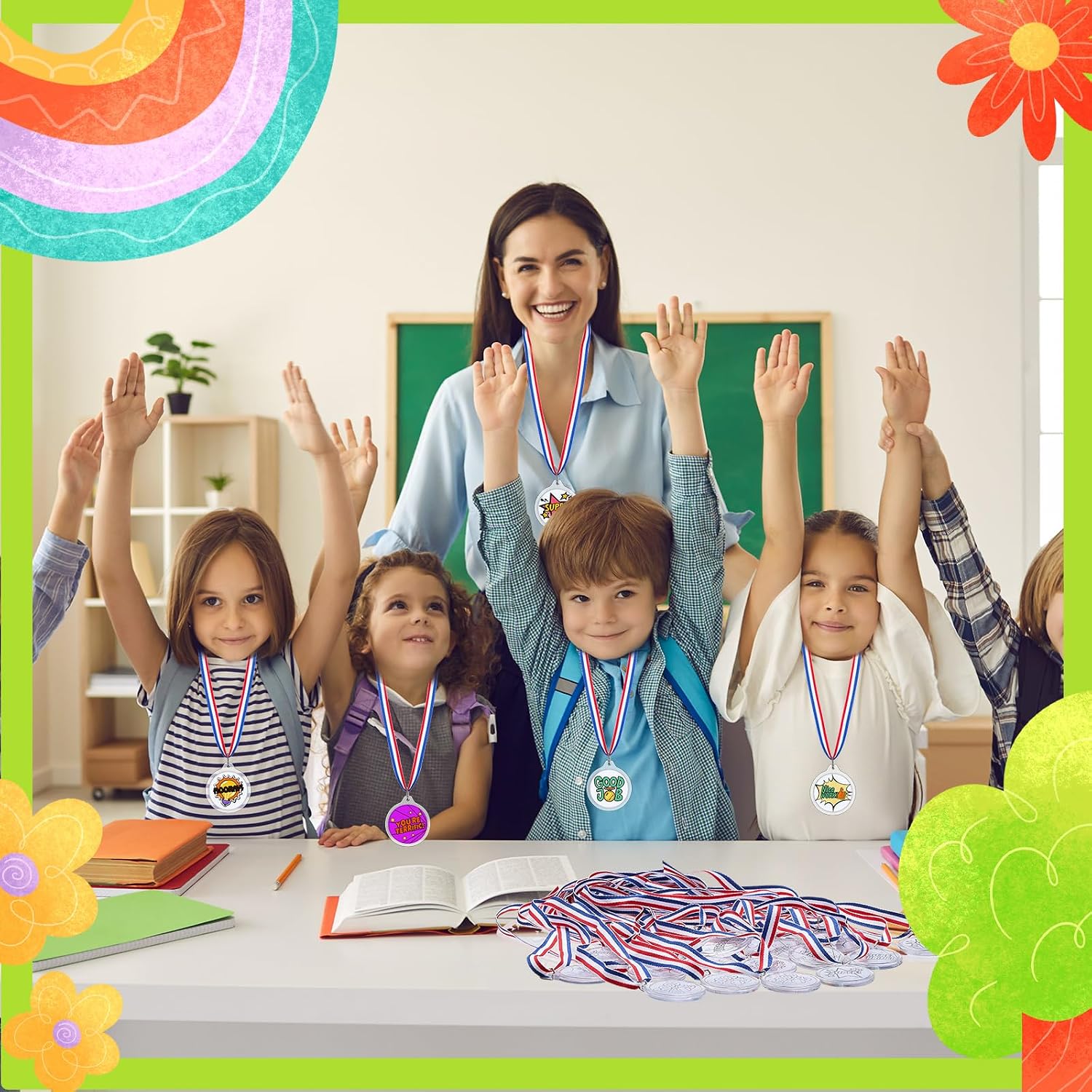 DIY Blank Medals for Kids, Design Your Own Award Medals with Colorable Sheets and Blank Sheets, Custom Acrylic Awards Kit with Ribbon for Back to School Field Day Games Prize Gifts