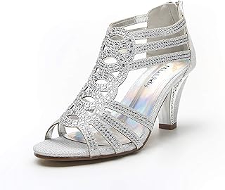Mila Lady Women's Evening Rhinestone Lexie Crystal Dress Heeled Sandals