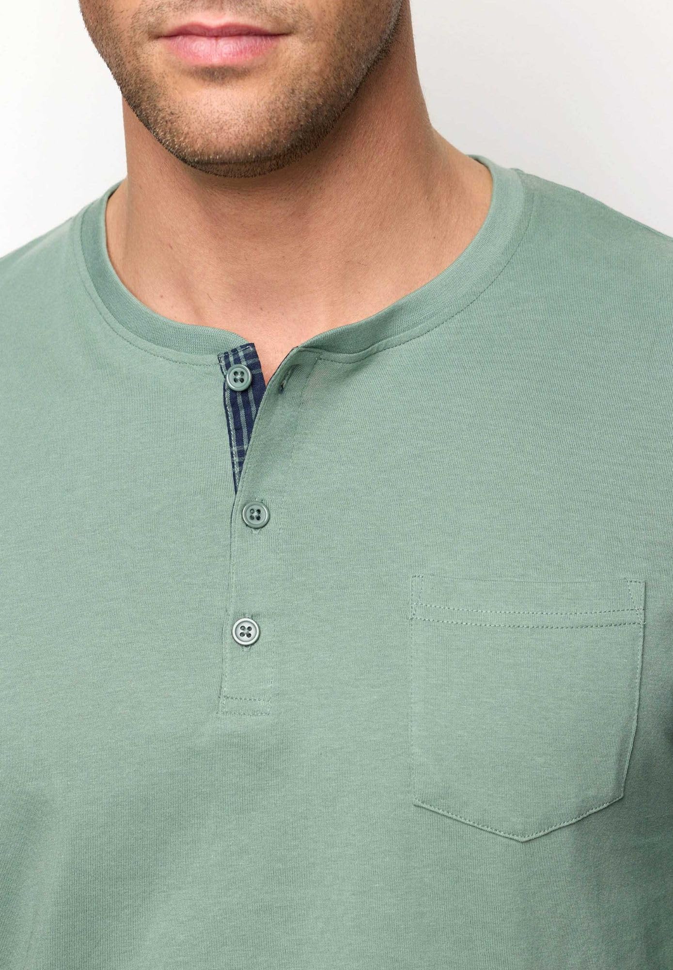 YAMAMAY, Pigiama Lungo Girocollo con Bottoni, Daily Pajamas II, Uomo