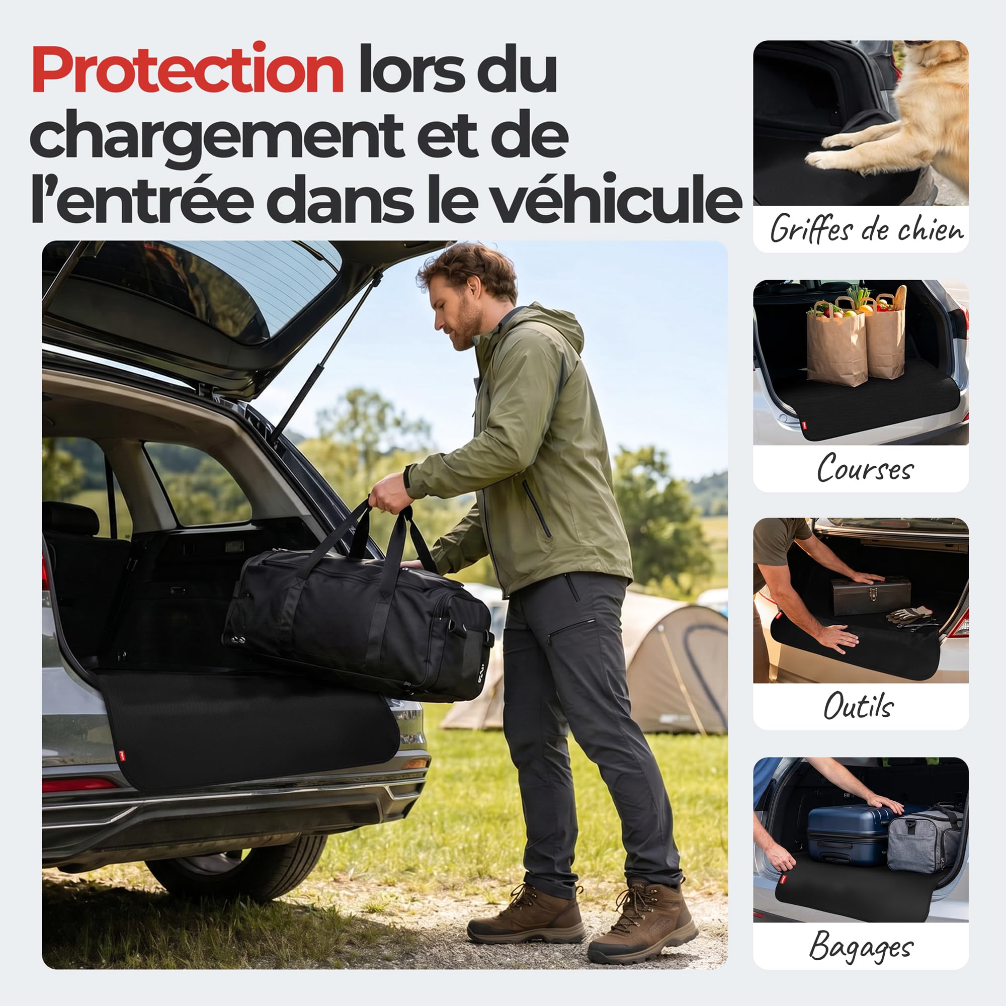 Achilles Tapis Coffre Voiture — Housse Pare-Chocs Anti-Rayures – Protection Coffre Chien – pour Transport Animaux et Bagages – 100x70 cm Noir