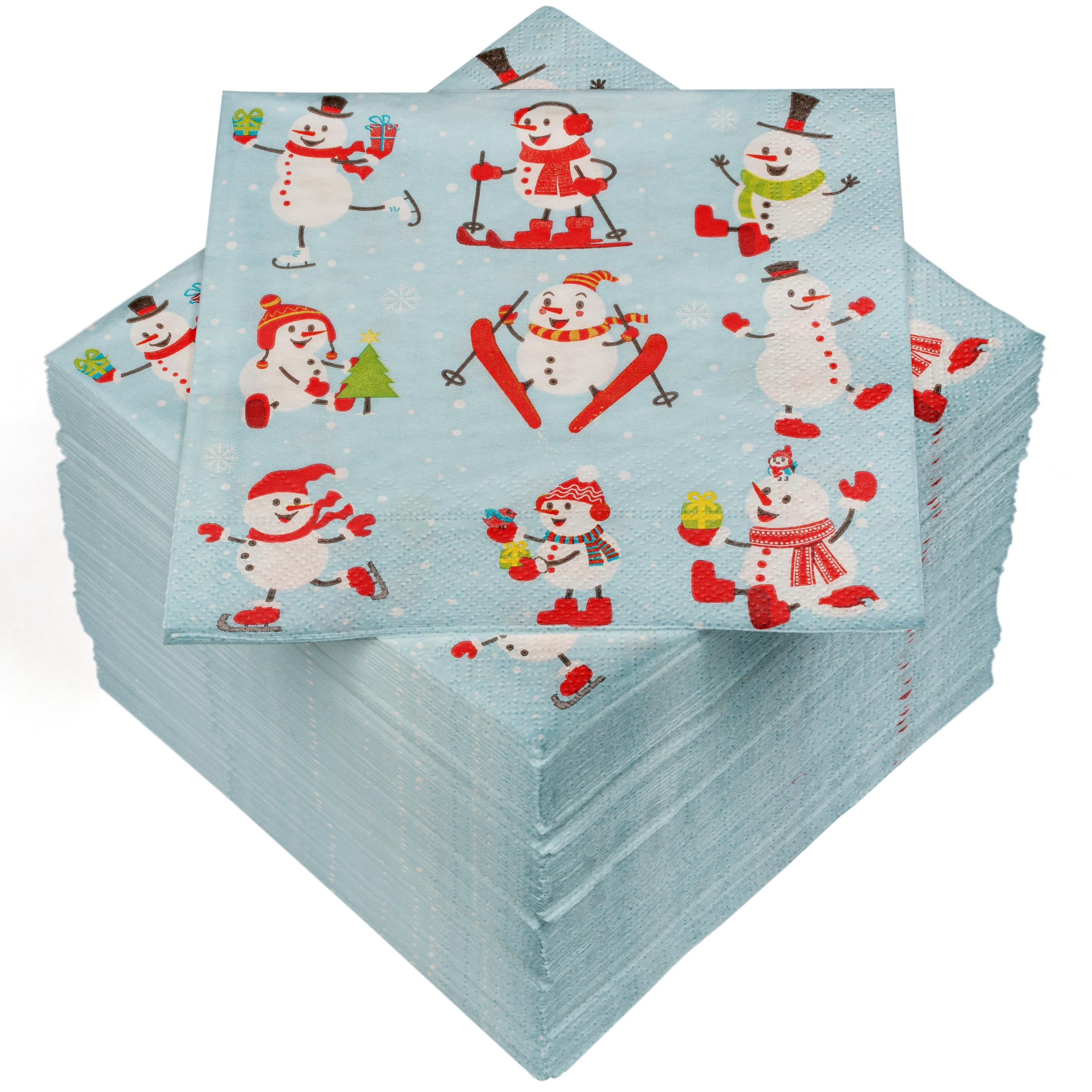 HEKU 100 Napkins, 3-ply, 33 x 33 cm, Snowman Motif, Absorbent and Practical Packaging, Wide Selection, Ideal for Special Occasions