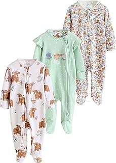 Baby Mädchen Strampler Zwei-Wege-Reißverschluss, 3er-Pack