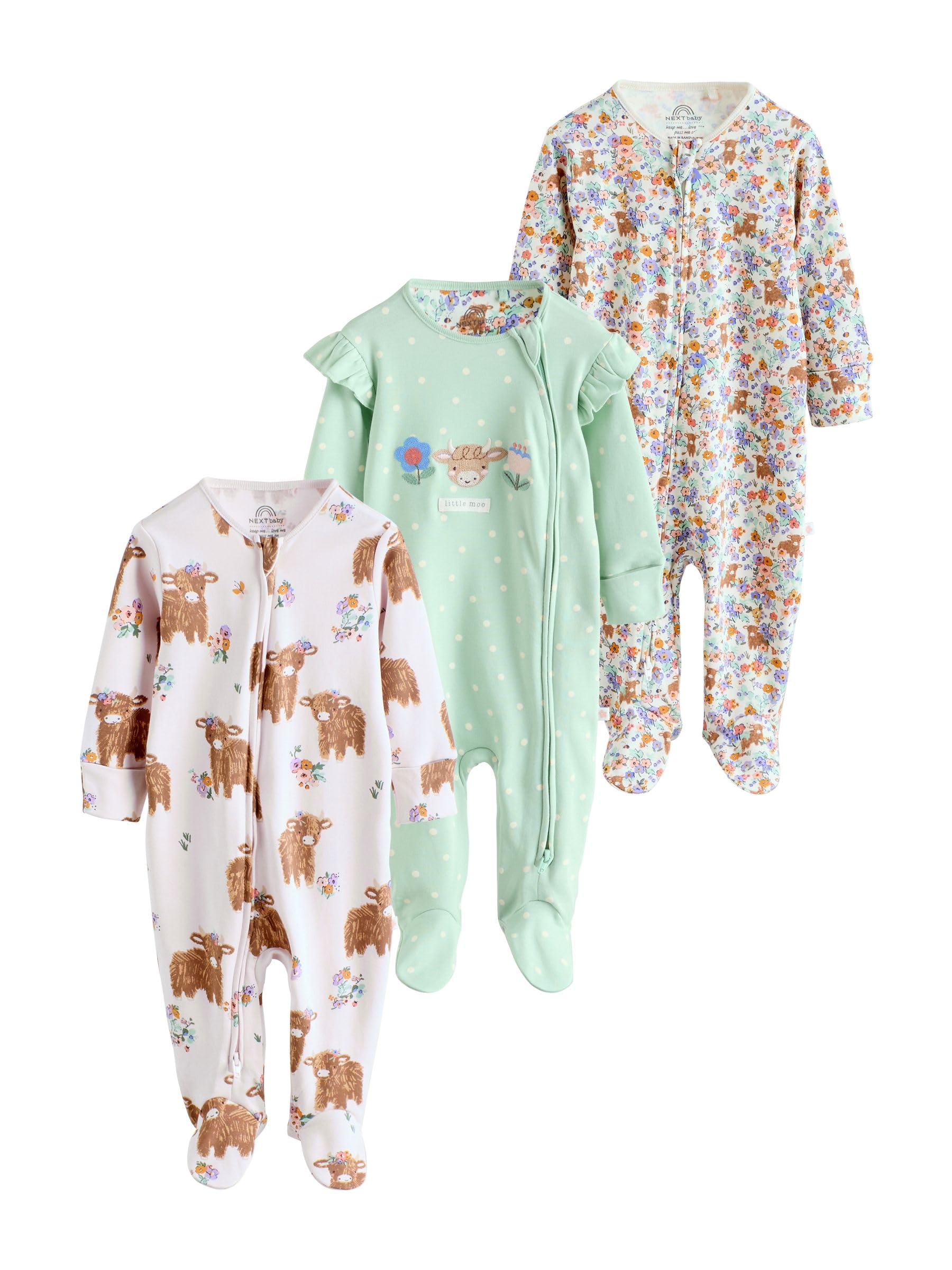 NEXT Bébé Fille Dors-Bien à Zip Double Sens bébé, Lot de 3
