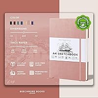 Vista 2 de Beechmore Books Cuaderno de bocetos A4 – 8.5 x 11 pulgadas, encuadernado en cuero vegano de alta calidad, tapa dura con 156 páginas gruesas de 160