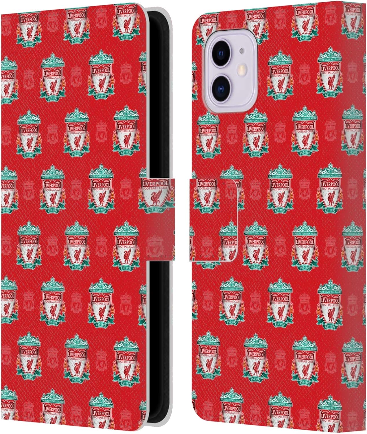 Head Case Designs Officially Licensed Liverpool Football Club Gold Crest & Liver Bird Patterns Leather Wallet Case Compatible with Apple iPhone 7/8 / SE 2020 & 2022