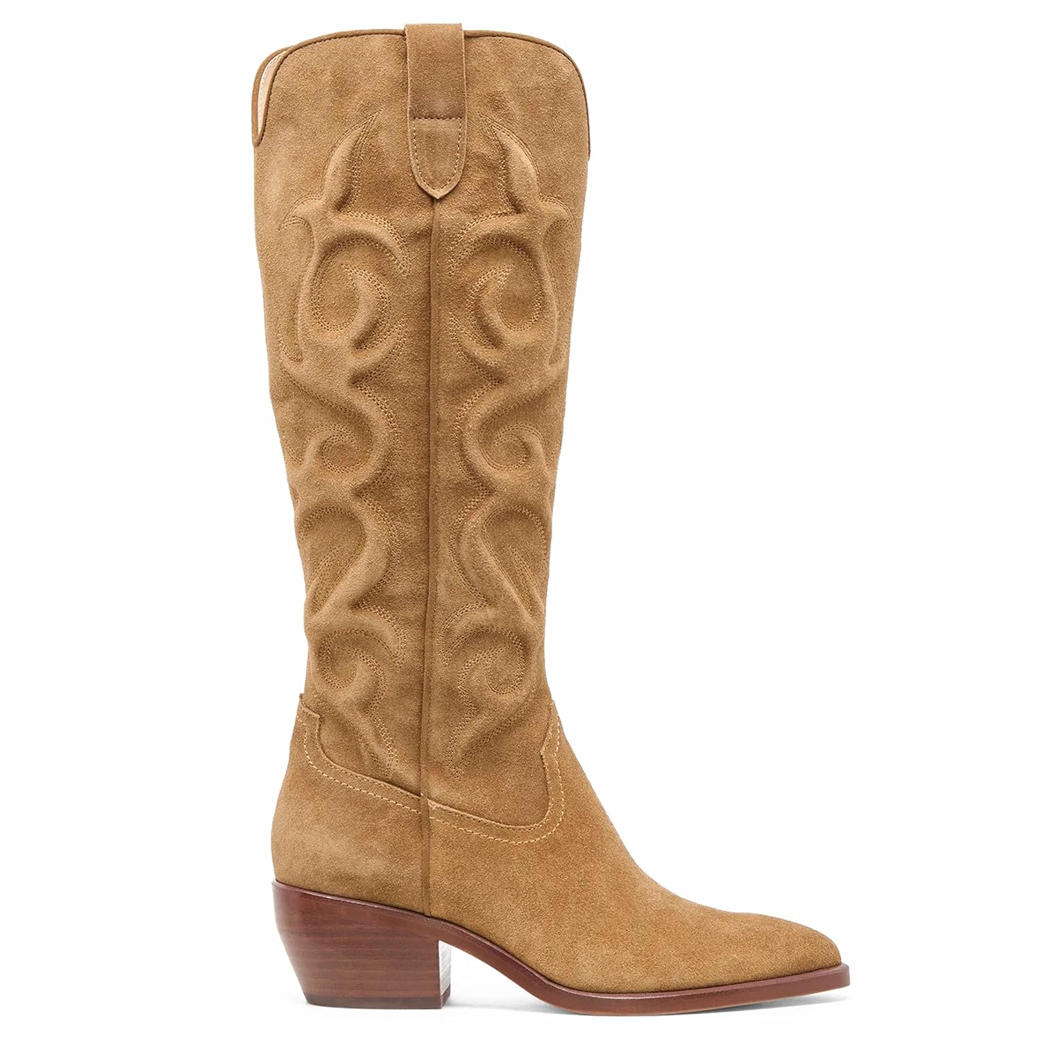 Cowboy Boots for Women Knee High Cowgirl Boots Western Side Zipper Tall Boot Pointed Toe Chunky Heel Country