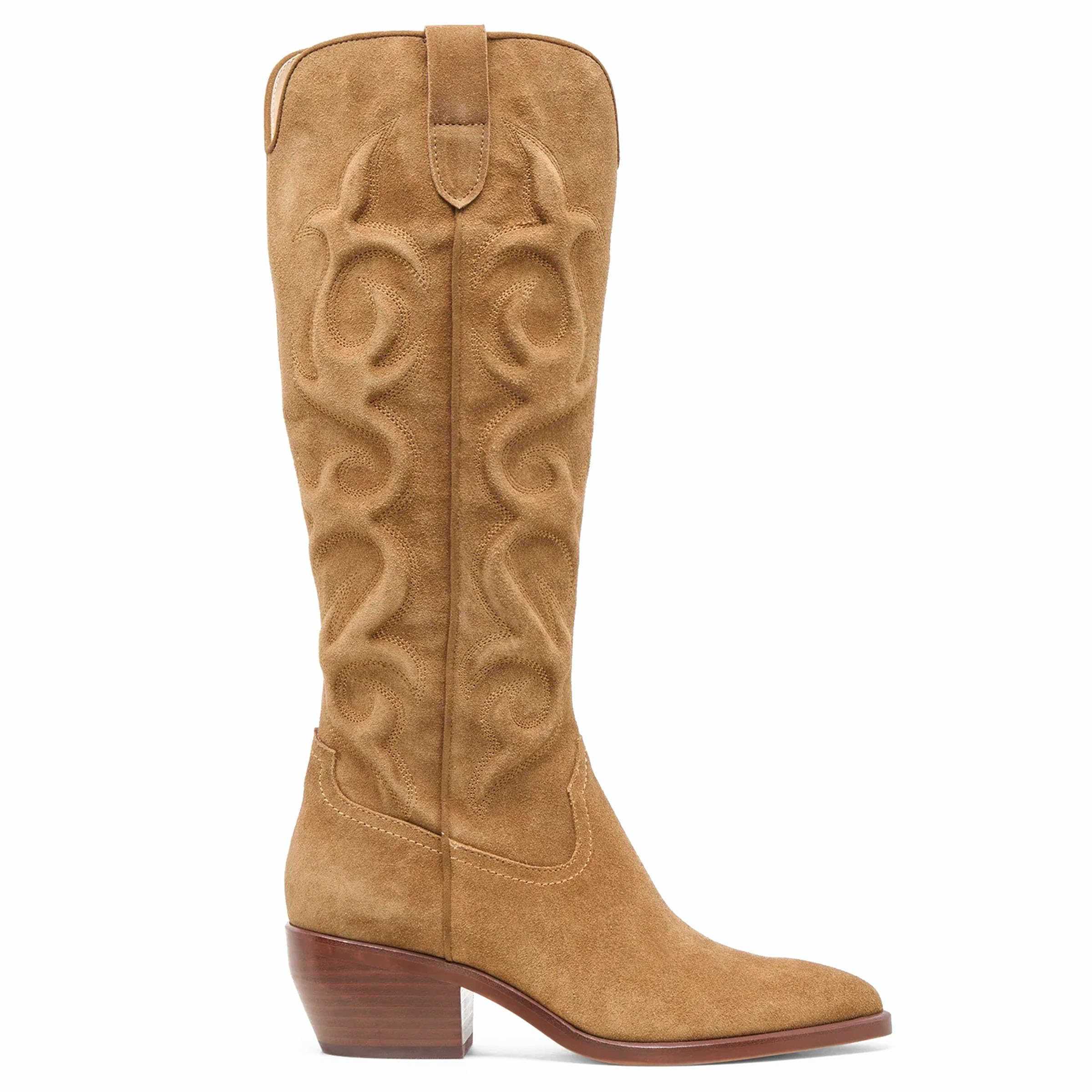Cowboy Boots for Women Knee High Cowgirl Boots Western Side Zipper Tall Boot Pointed Toe Chunky Heel Country