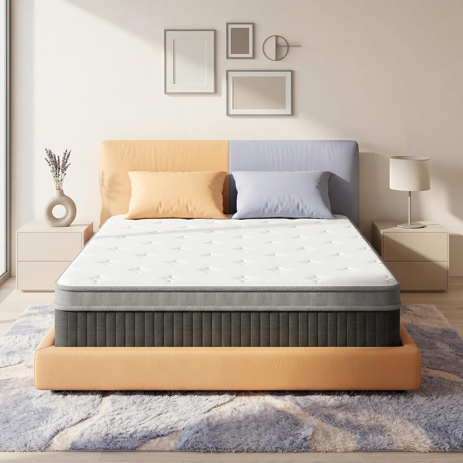inight Full Hybrid Mattress 14 Inch, Fresh-Sleep Tech with Nebulign Foam, Medium Firm Cooling Airflow for Pressure Relief, Fiberglass Free, CFR 1633 Compliant