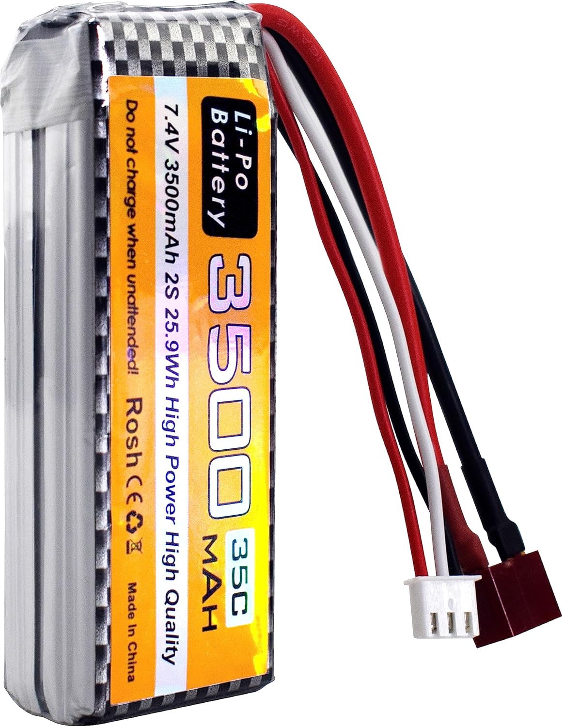 sea jump 2PCS 7.4V 35C 3500mah T Plug XT60 Plug Li Battery for WLTYOS 104001 104002 144010 144001 124018 124019 MJX 14301 14302 14210 14209 H16PL RC Four-Wheel Drive Off-Road Vehicle RC Car Battery