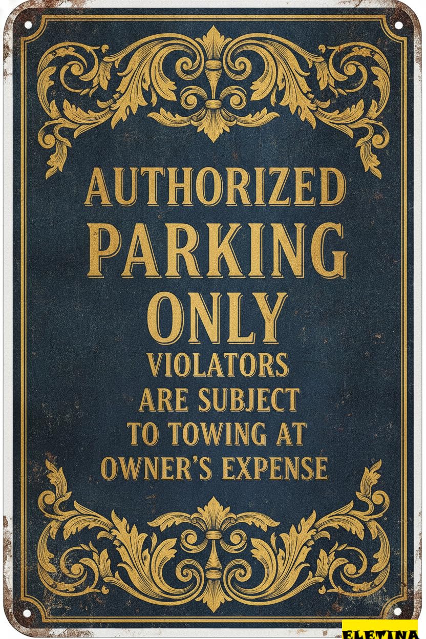 Authorized Parking Only Aluminum Metal Warning Sign Driveway High Way Street Gate Yard Decor 8x12in