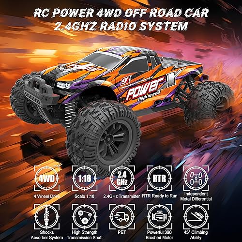 Miniatura 2 de Auto de control remoto rápido todoterreno a escala 118, auto a control remoto todo terreno de 2.4 GHz, control por radio, 4WD Monster Truck 40 KMH