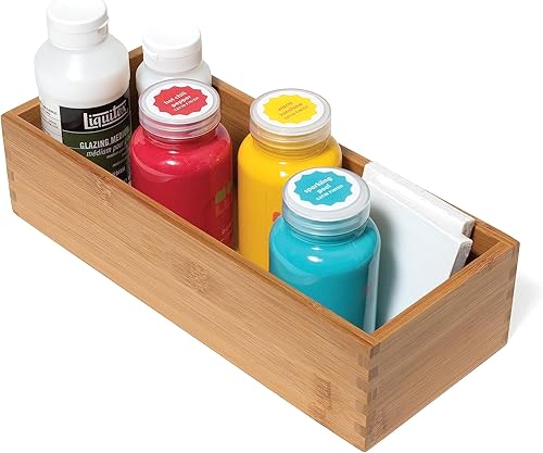 Miniatura 9 de Lipper International Caja de almacenamiento de madera de bambú para utensilios de cocina, maquillaje o suministros de oficina, 5 x 12 x 3 pulgadas