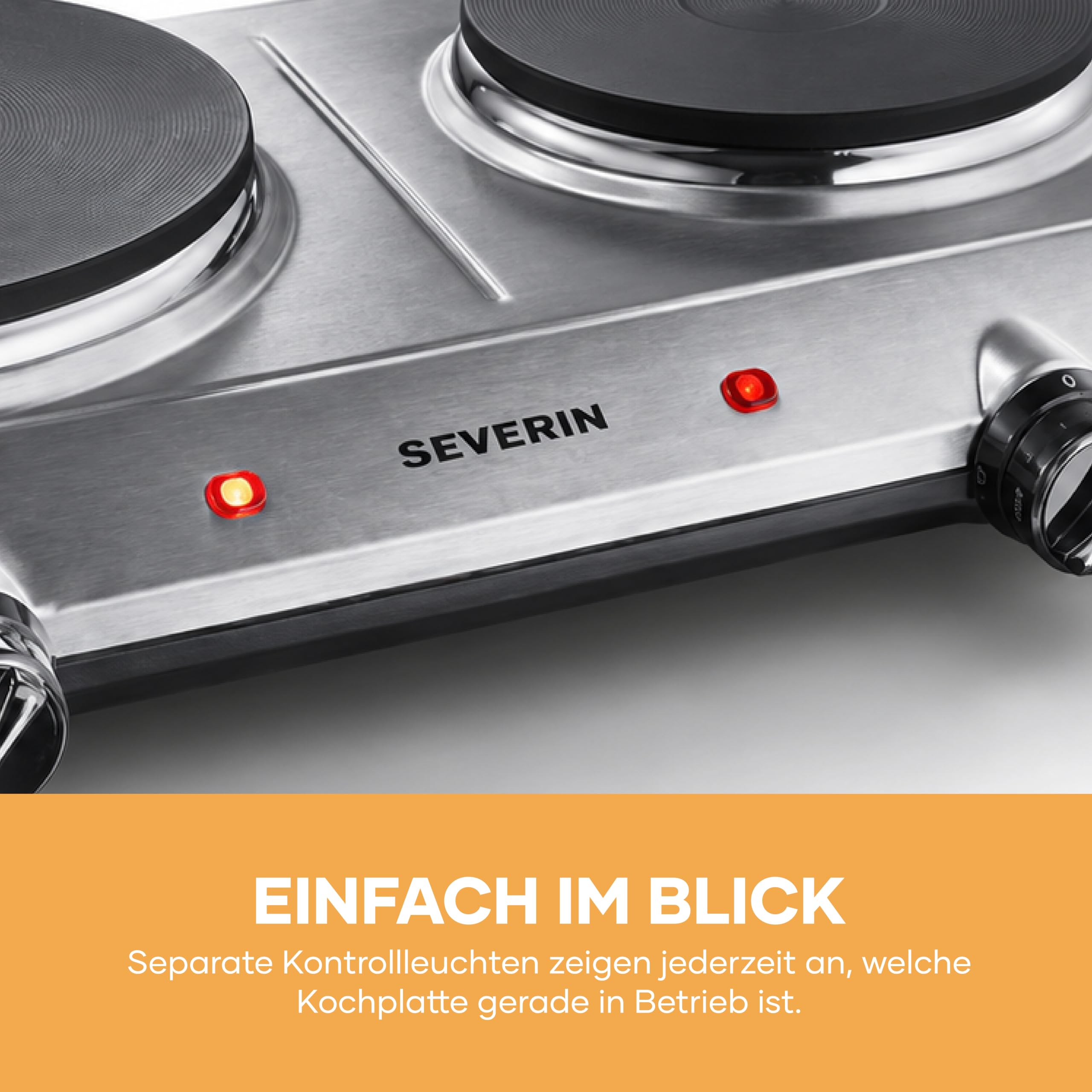 SEVERIN Doppel Kochplatte Edelstahl 2500 W DK 1014