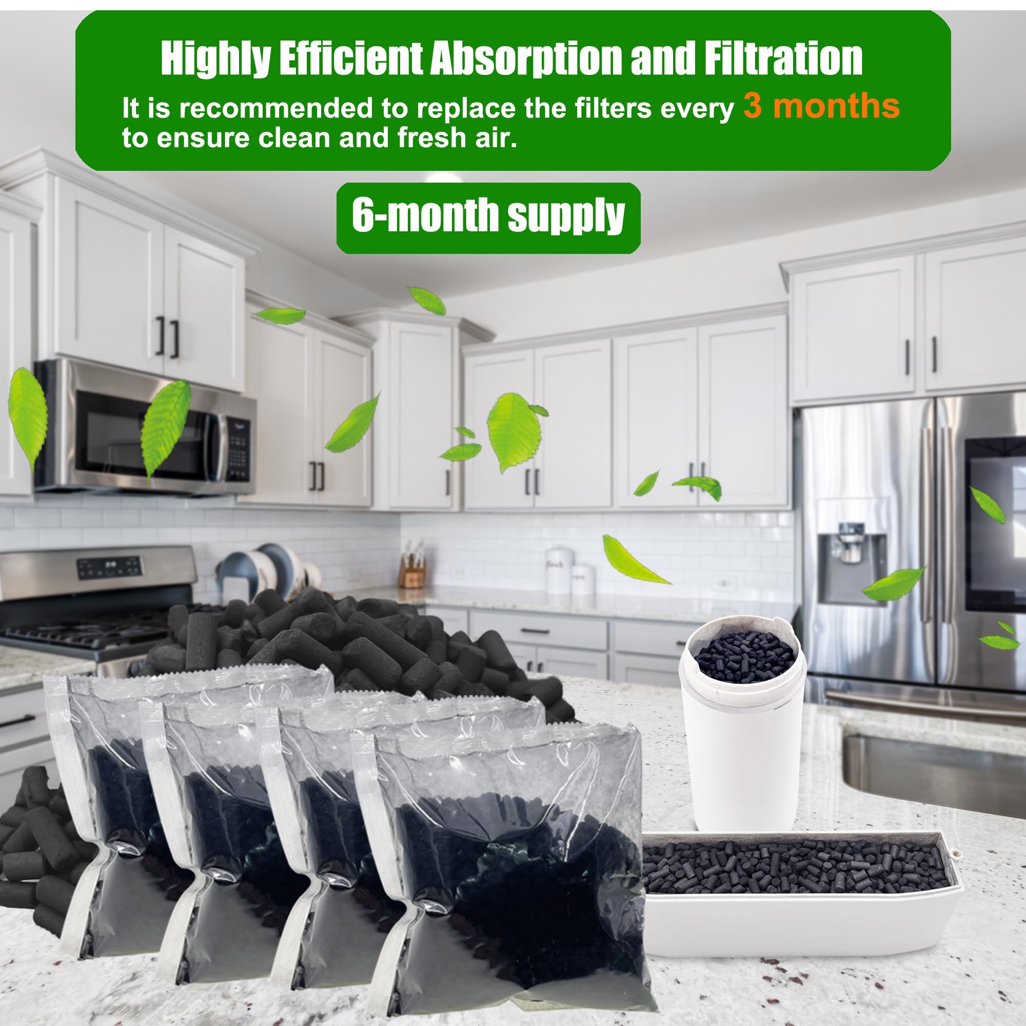 Lot de 4 recharges de filtres Absorbant Les odeurs pour composteur de Cuisine Intelligent Lomi - Filtres à Charbon Actif de Rechange compatibles avec Le bac à Compost électrique Lomi