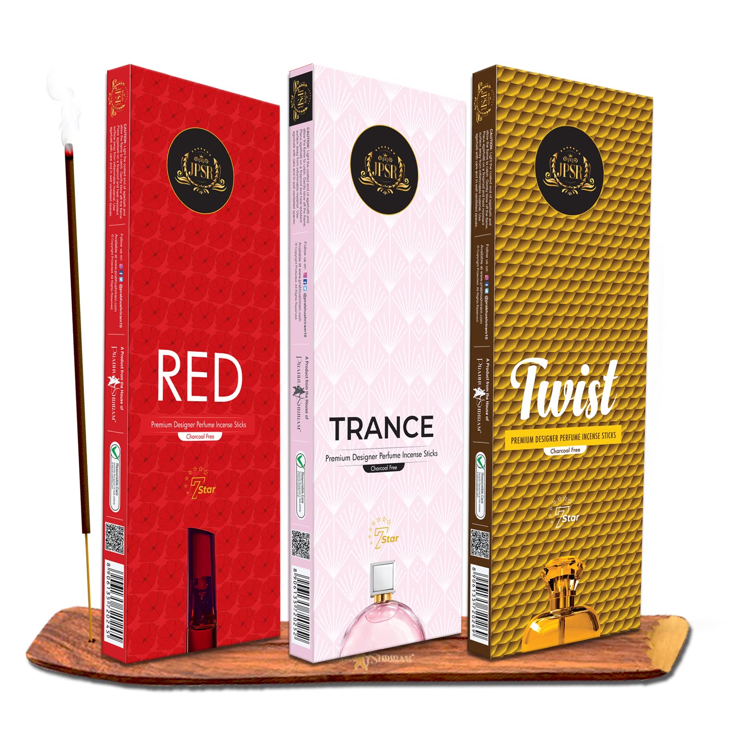 Prabhu Shriram Natural Incense Sticks for Puja | 68 Sticks Each Packet, Pack of 3 | Long-Lasting Oudh | Charcoal Free Agarbatti | Alluring Environment | Ideal for Gifting, Pooja, Worship, Meditation