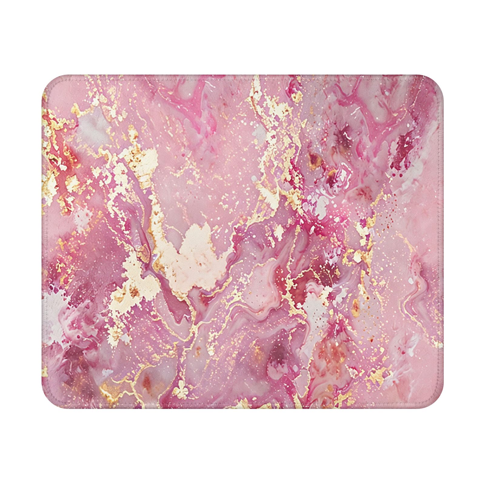 Pink Golden Marble Mouse Pad 9.5x7.9 Inch with Anti-Slip Rubber Base