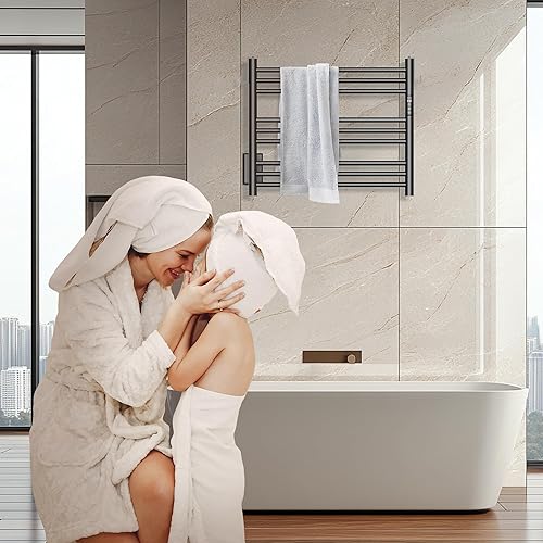 Miniatura 5 de K&KALONZO Calentador de toallas para baño, toallero térmico de 9 bares montado en la pared con temporizador integrado, calentador de toallas