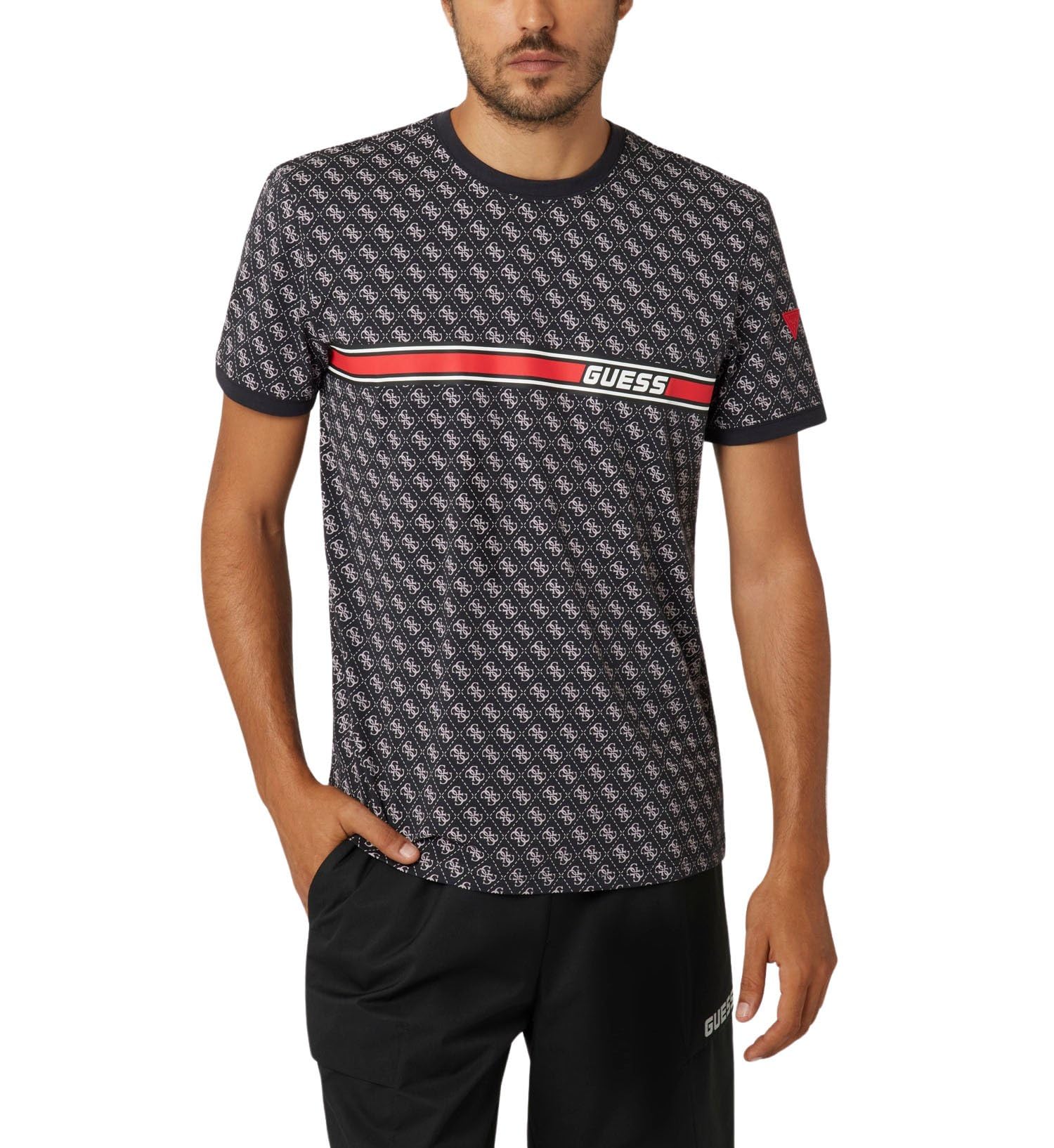 Guess GuessMen'sJAMEY T-SHIRTT-SHIRTS4G AOP Jet BLACKsize XS Length N