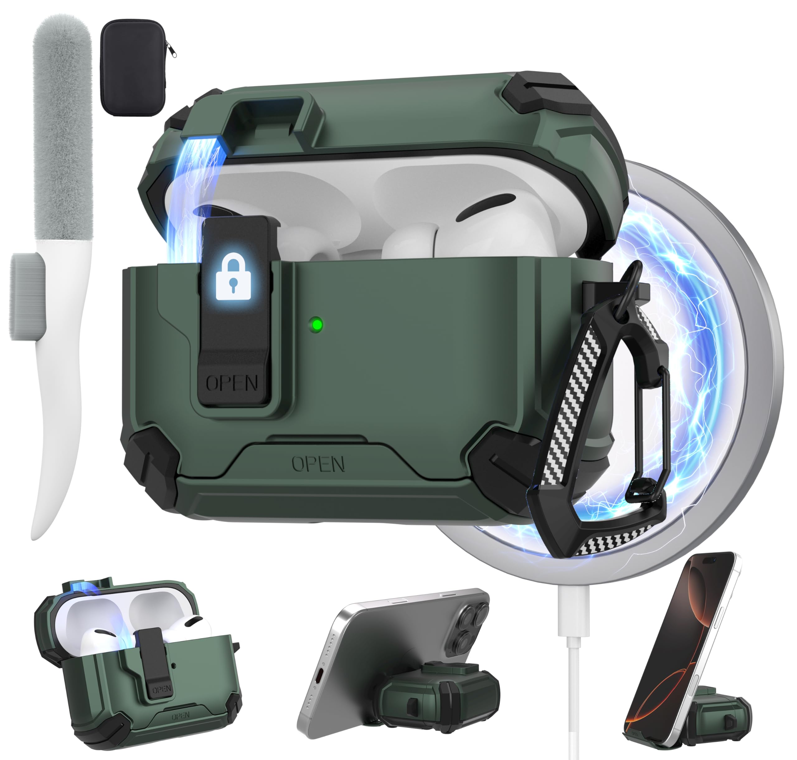 Maxjoy for AirPods Pro 2 Case 2022, AirPods Pro 2nd Generation Protective Case with Automatic Lock, Compatible with Apple AirPod Pro 2nd Generation (