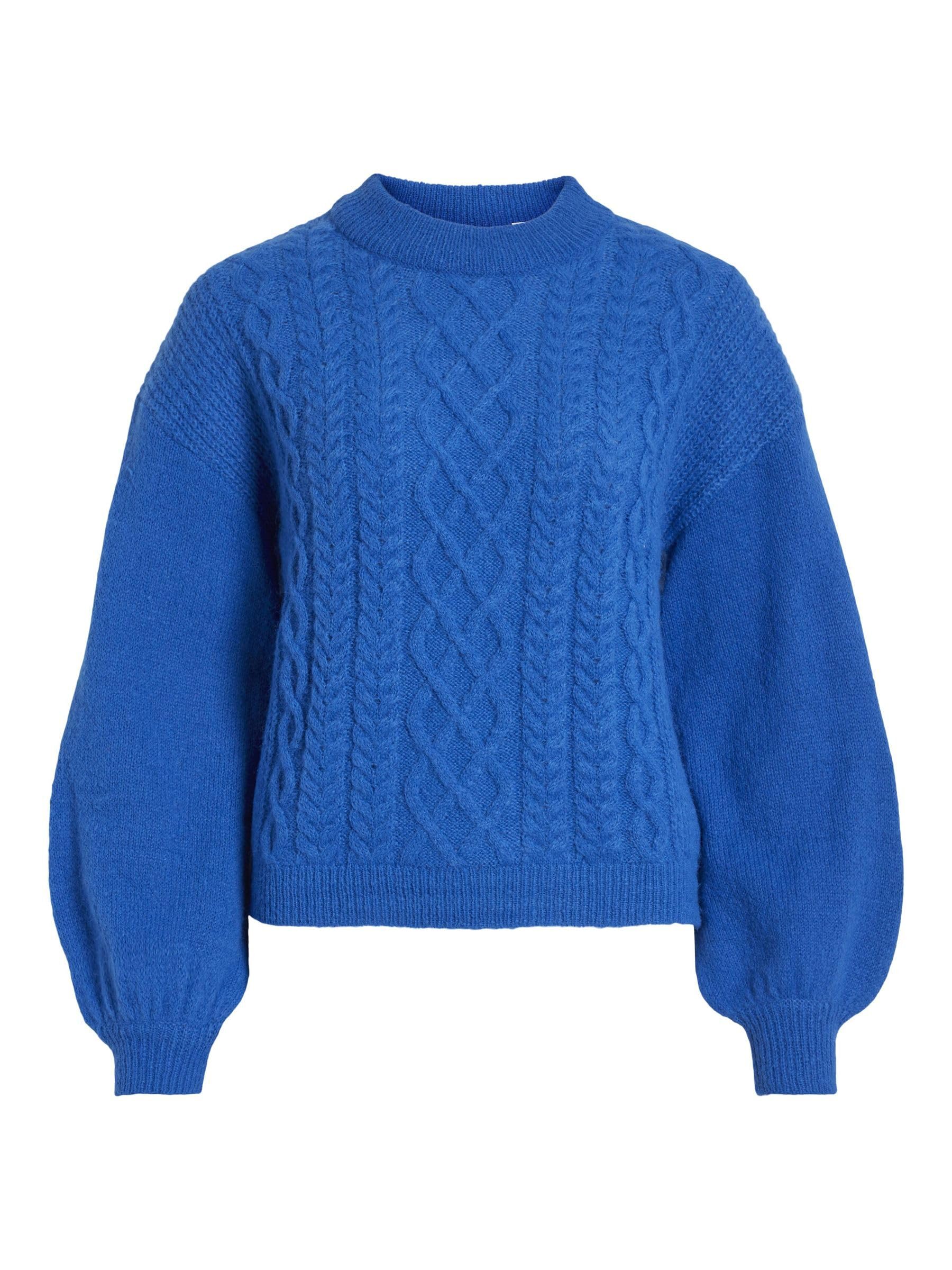 Vila Women's Vichinti O-Neck Cable Knit top noos Jumper, Lapis Blue, XXL