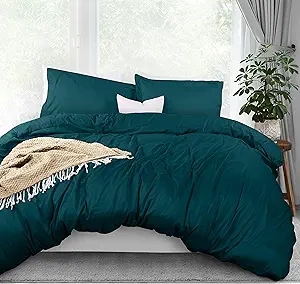 Utopia Bedding Duvet Cover Queen Size - 3 Piece with Zipper Closure - 1 Comforter Cover 90X90 Inches & 2 Pillow Shams 20X26 Inches (Teal) Comforter Not Included