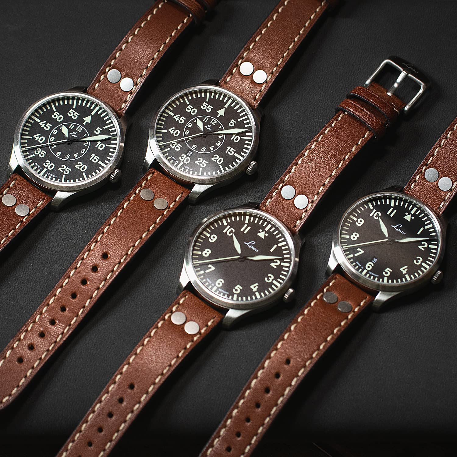 Laco Fliegeruhr Genf.2.D 40 Made in Germany – 40 mm Ø hochwertige Quarzuhr mit Datumsanzeige – Baumuster A – Einzigartige Qualität. Herausragende Verarbeitung – Wasserdicht