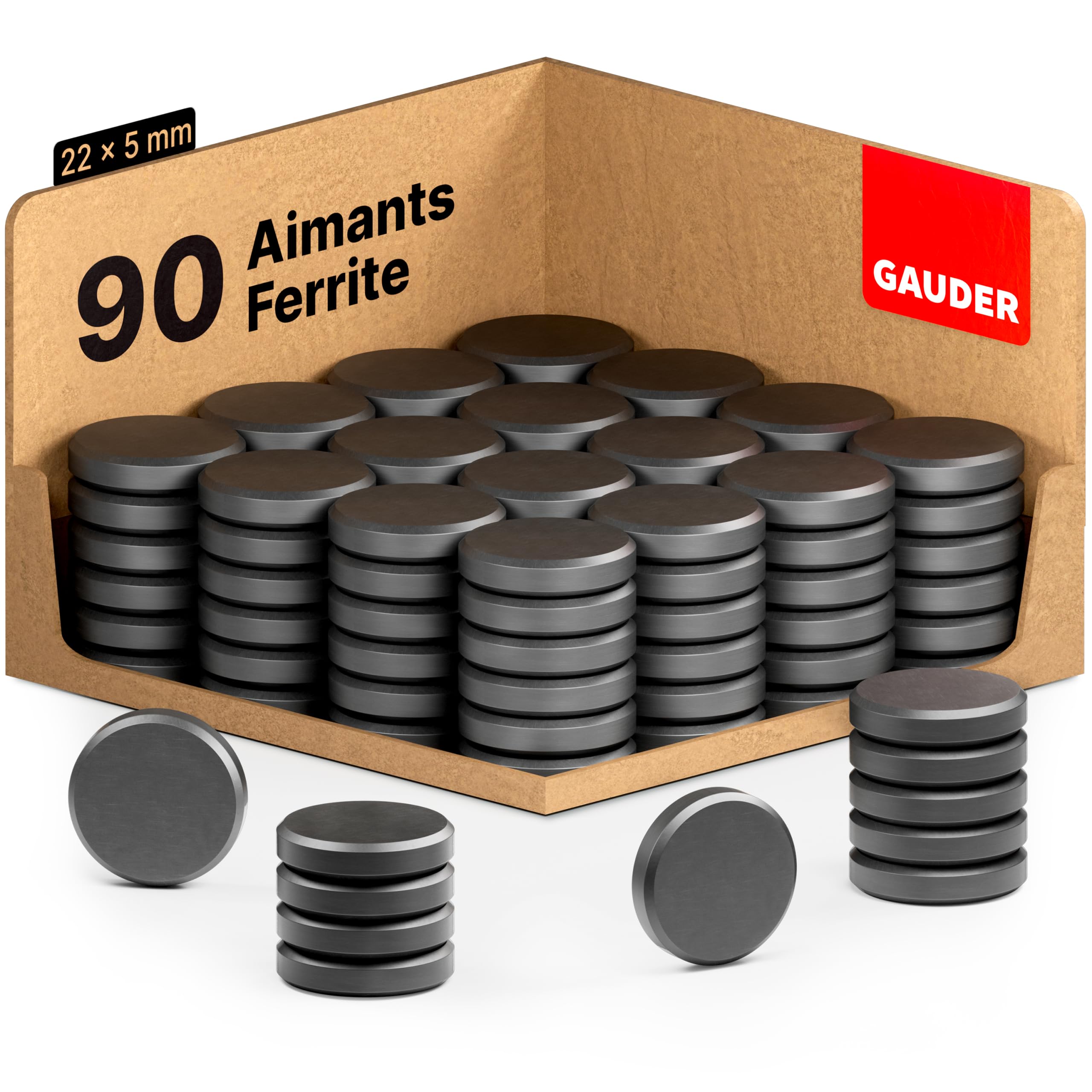 GAUDER Carré d'aimants adhésifs | Plaques magnétiques | Bandes