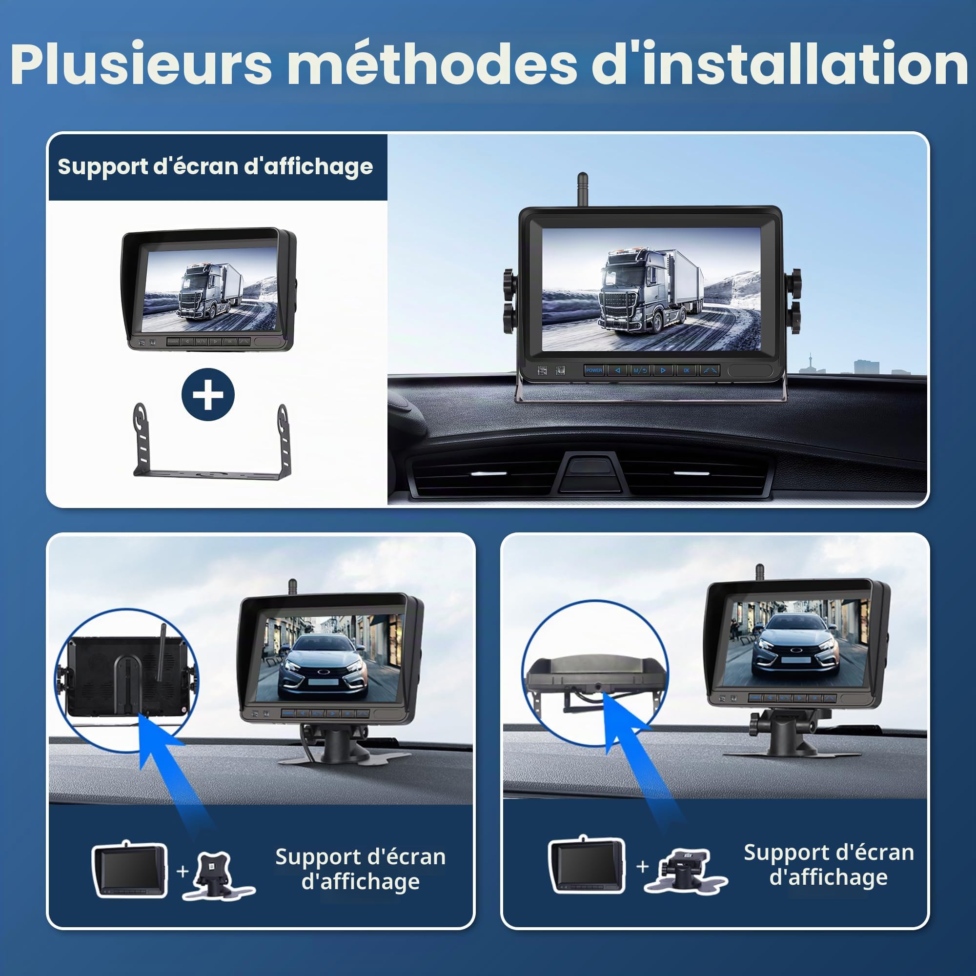 Rimoody FHD 1080P Caméra de Recul sans Fil, HD IPS 7 Pouces Moniteur IP68 Imperméable Vision Nocturne, Grand Angle Aide au Recul Image Flip pour Camping Car Caravane Camions Remorques